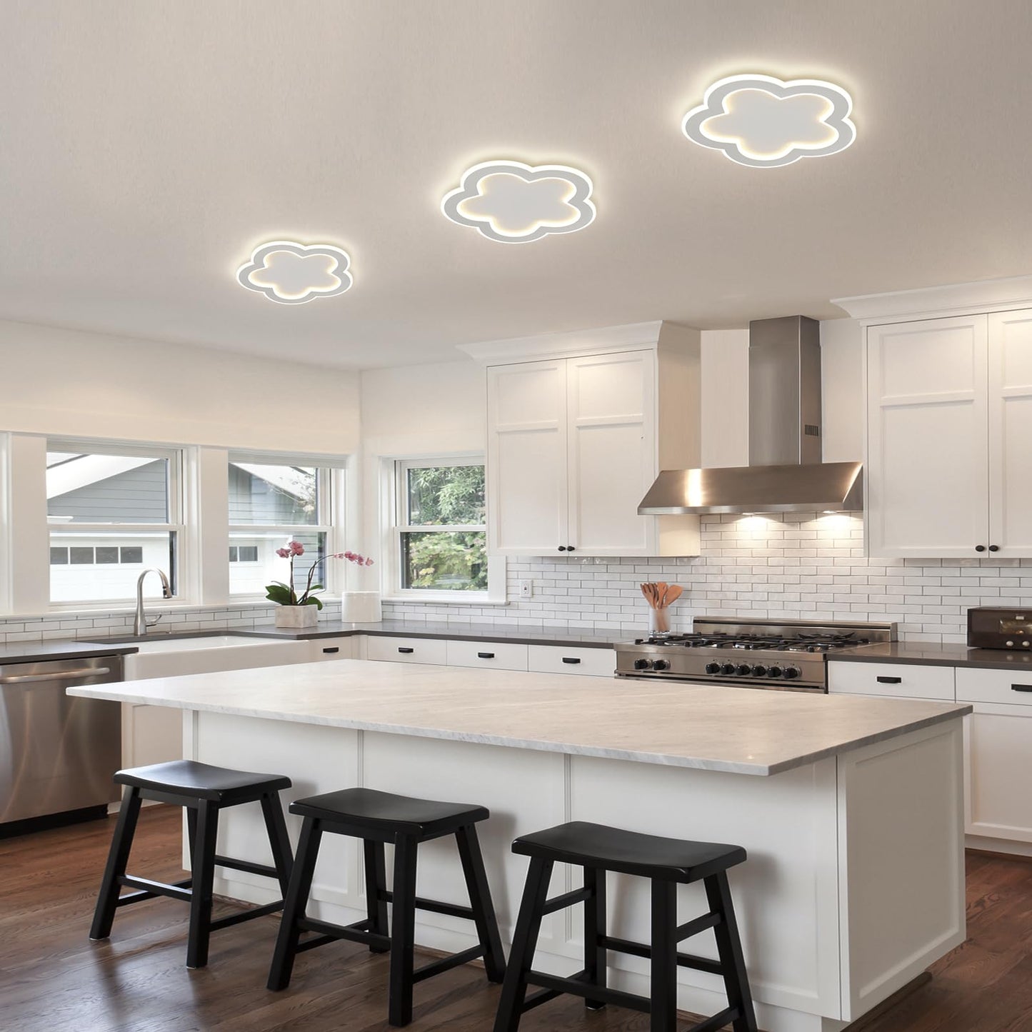 Linovix Modern LED Ceiling Light 9.8inch Small Ceiling Light Fixture 21w with Remote Control(3000k-6000k) Close to Ceiling Lights for Hallway Entryway Corridors Kitchen Laundry Room (White)