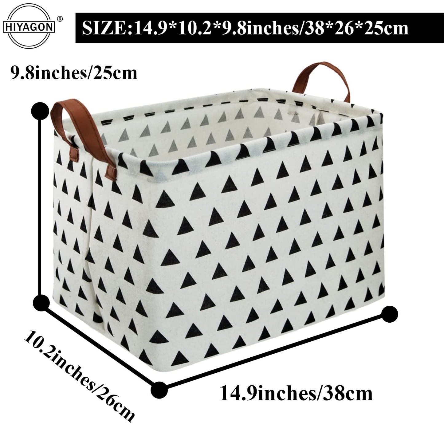 HIYAGON Rectangular Storage Box Basket for Baby, Kids or Pets - Fabric Collapsible Storage Bin for Organizing Toys,Nursery Basket,Clothing,Books, Gift Baskets (triangle)