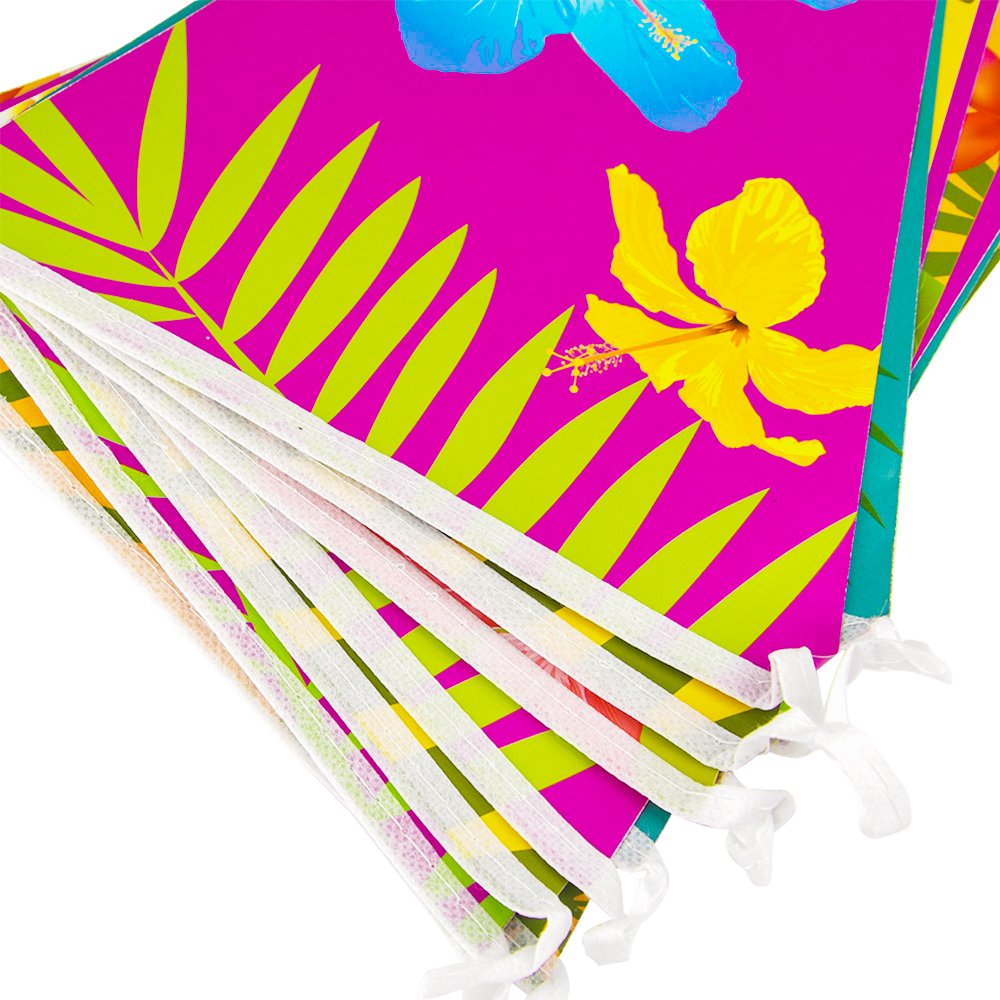 FEPITO 6 Pack Hawaiian Bunting Banner Luau Party Tropical Party Bunting Totally 18 Meters