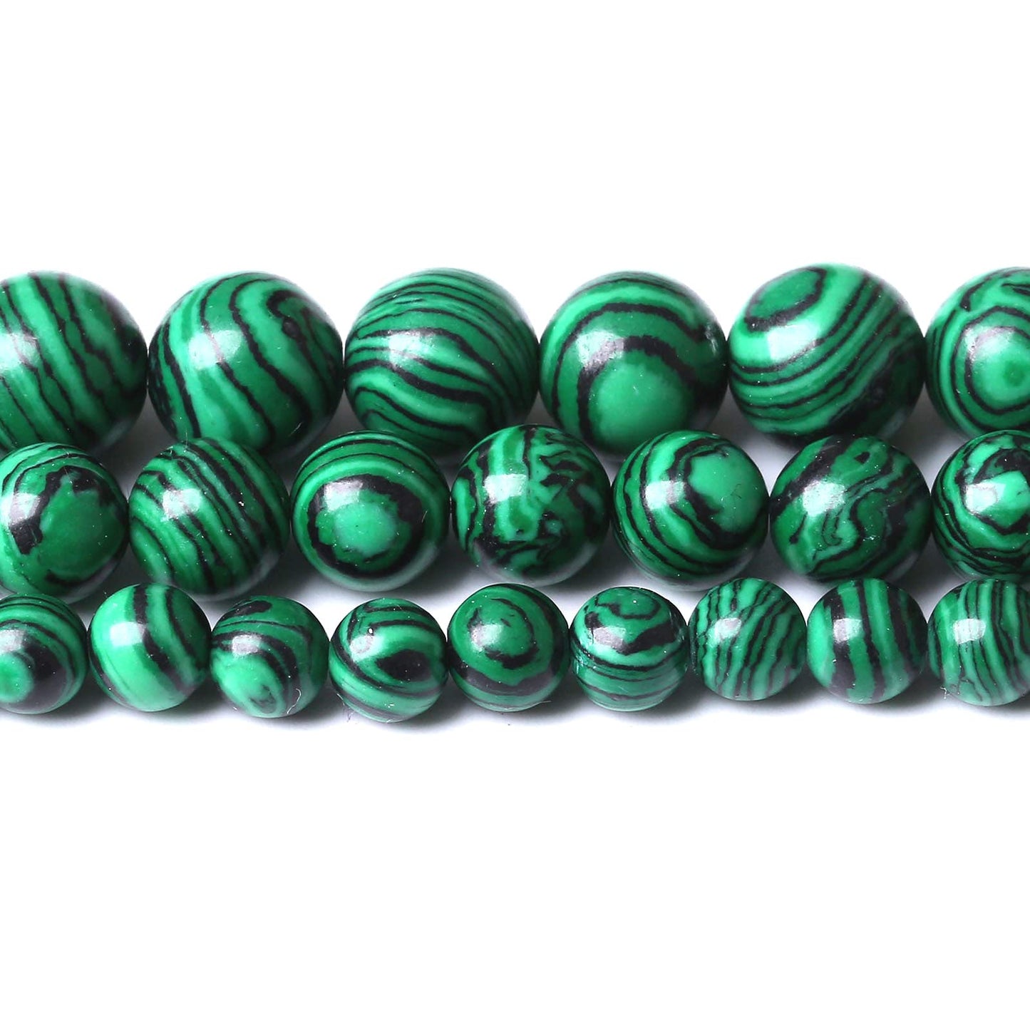 60PCS 6MM Green Malachite Round Loose Natural Gem Beads for Jewelry Making 15"