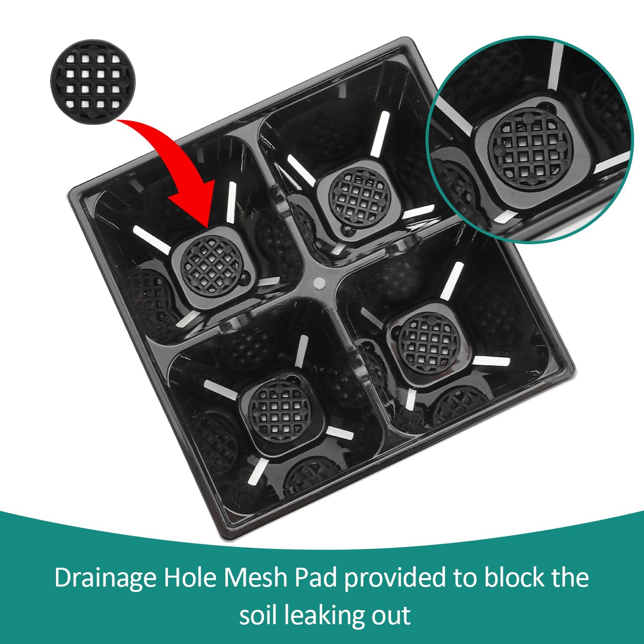RooTrimmer 40 Pack Reusable 4-Cell Seed Starter Tray for Seedlings, Deep Large Cell Plant Starter Trays with Drainage Holes for Seed Germination, Easy Transplant, Fits Standard 1020 Flats, Black