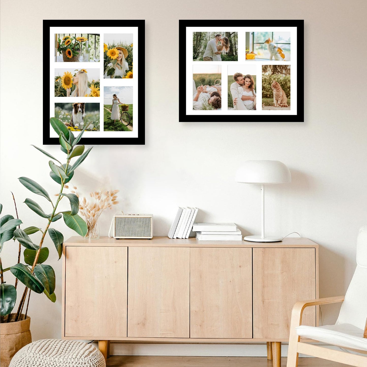 JCJMY 11x14 Picture Frame, 4x6 Collage Picture Frame, Display 5 Pcs 4x6 Photos or 11x14 Picture, Five Opening 4x6 Collage Frame for Wall Hanging, Lightweight 4 x 6 Multi Pictures Frame, Black