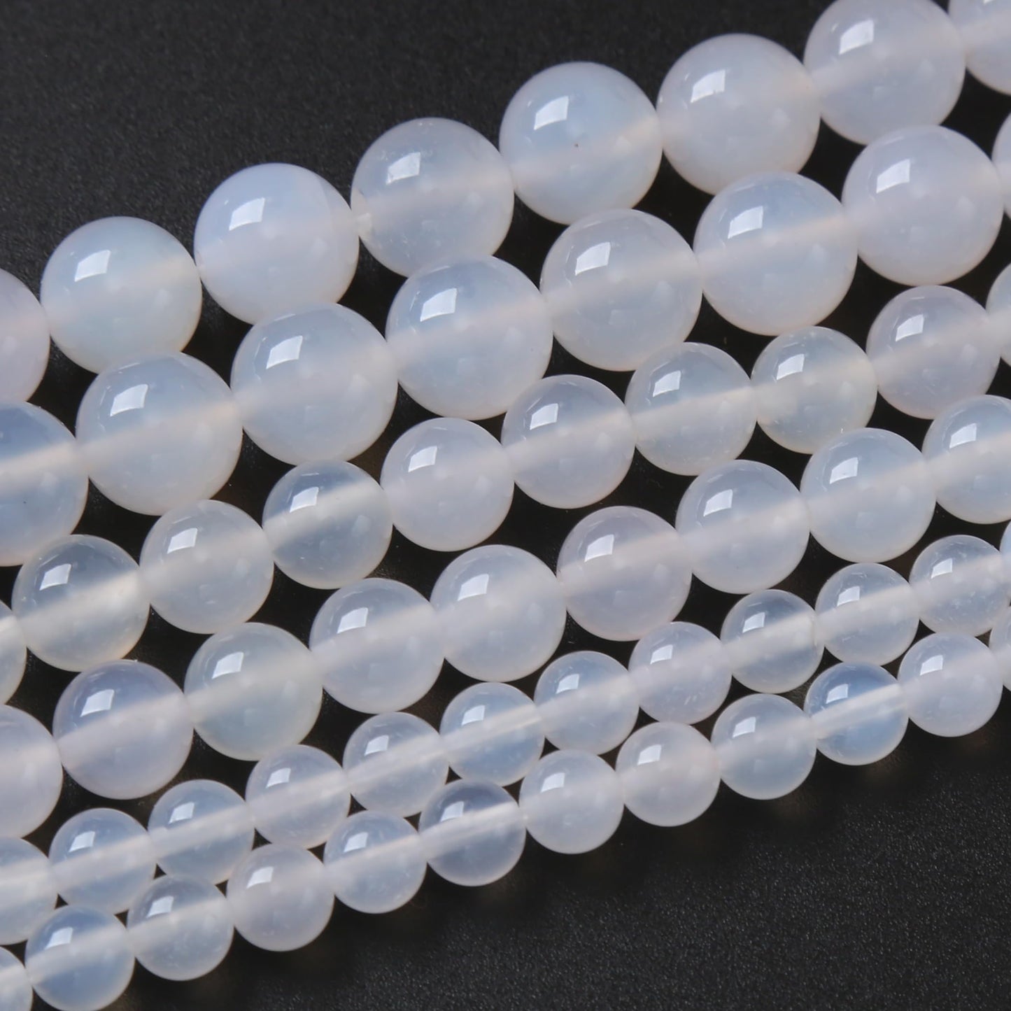 45PCS 8MM Natural White Opal Beads Round Loose Stone Beads for Jewelry Making DIY Energy Stone Healing Power Bracelet 15"