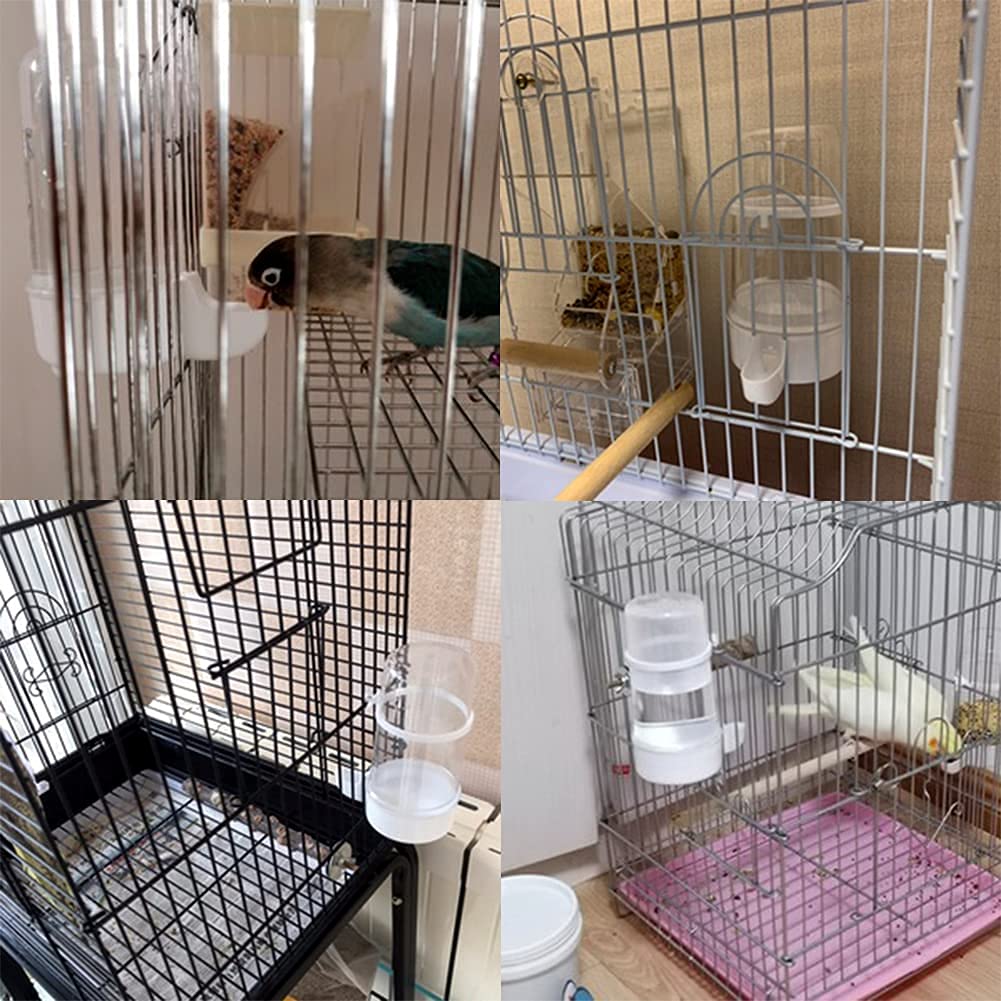 Pet Bird Water Feeder, 13.5 Oz Parrot Water Dispenser, Bird Cage Suspended Automatic Water Dispenser for Parakeet Budgie Lovebirds Cockatiel (2PCS)
