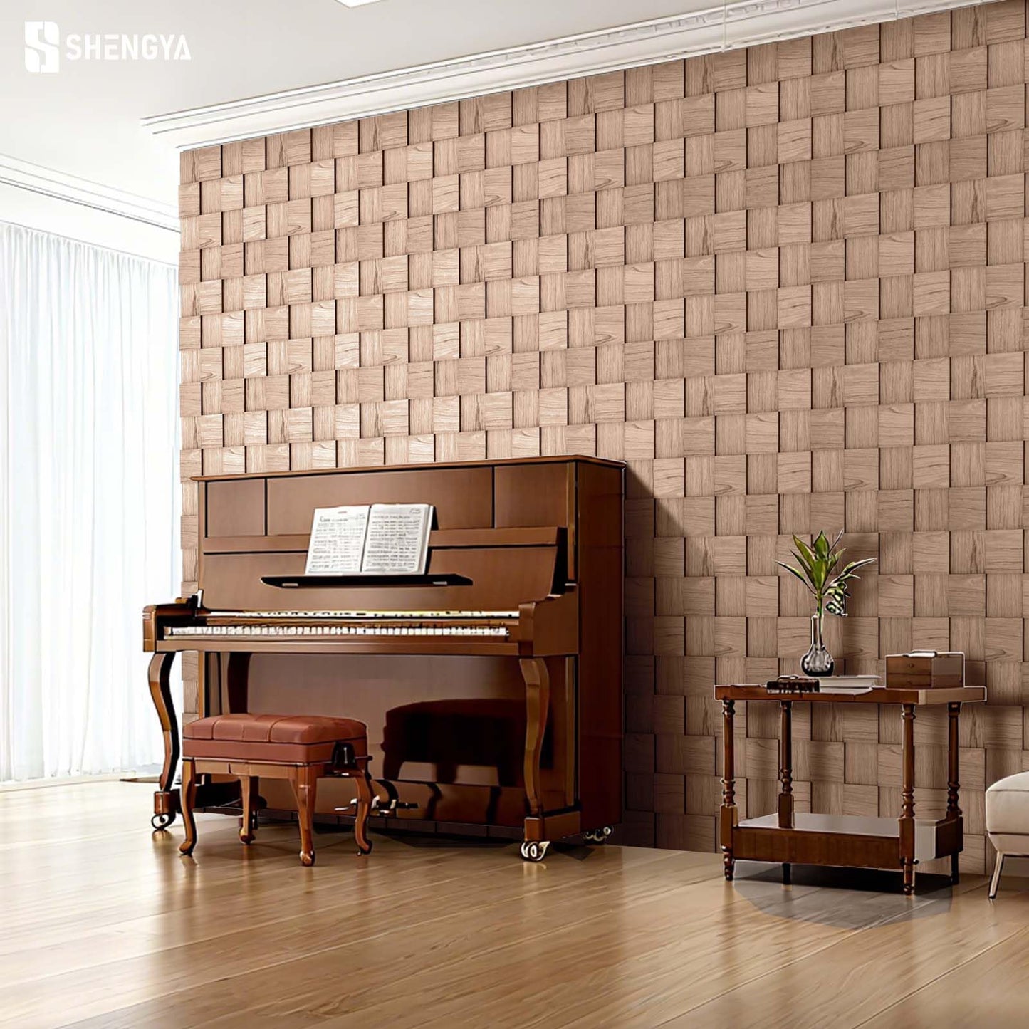 SSHENGYA 6-Pack Art 3D Wall Panels, Wood Textured Wall Panels, 15.7"×15.7" Modern Wall Panels for Interior Wall Decor, Living Room, Bedroom, Home Decor