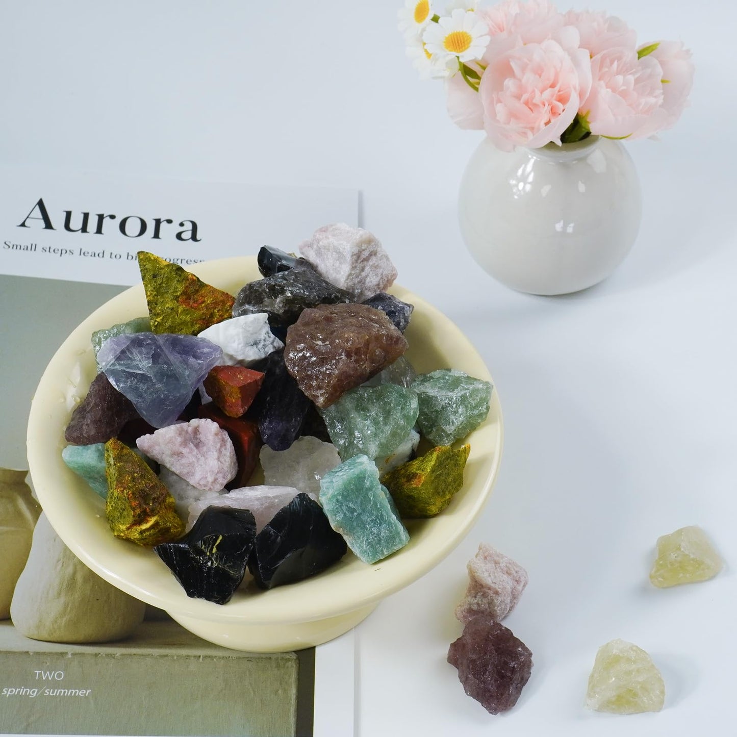 Raw Crystals, Large 1.2-2.0" Healing Crystal Natural Rough Stones for Intuition,Chakra,Meditation,Decoration,Polishing,Energy Work (Redquartz, 3.5oz-1.2-2.0"raw Crystals)