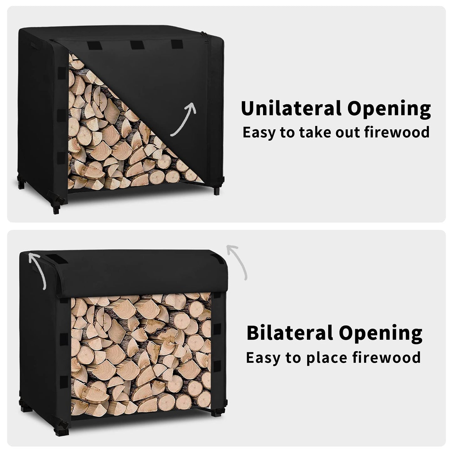 Easy-Going 4 Feet Outdoor Log Rack Cover Waterproof Weatherproof Firewood Cover with Openable Front Flap, (Cover Only, Rack Not Included)