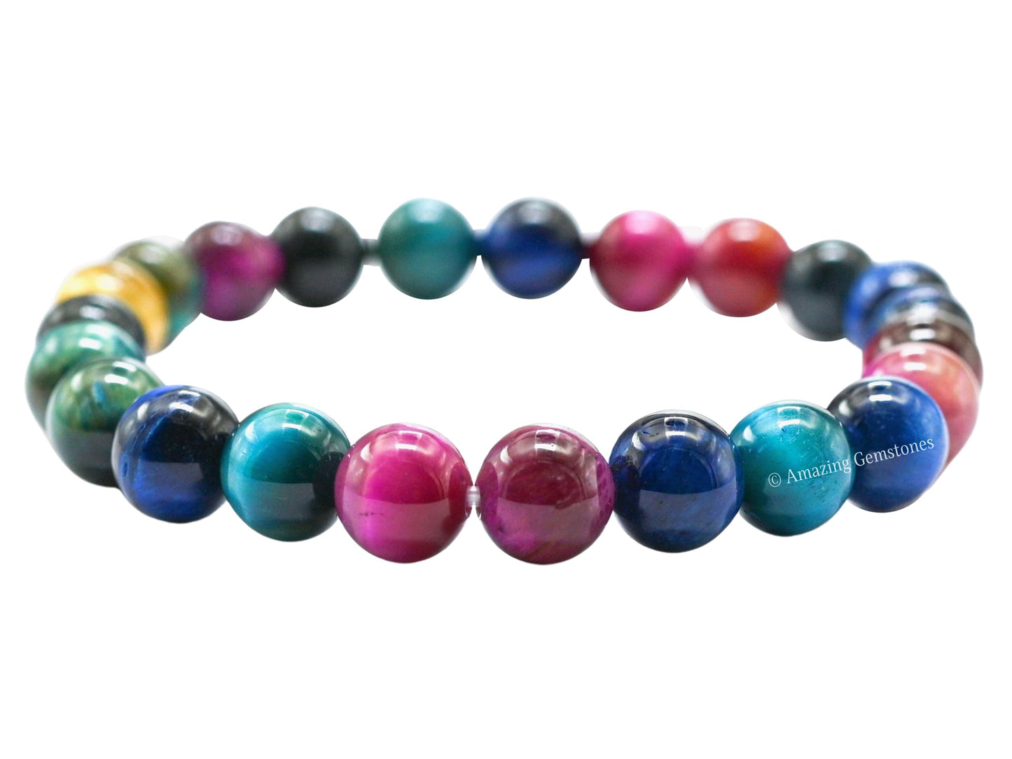 Amazing Gemstone Crystal Bracelet for Women Men's Gifts - Protection Healing Crystal Bracelet - 8mm Gemstone Beaded Stretchable Bracelet Pulseras Para Hombres Mujer Stocking Stuffers Mothers Day Gift (Multi Cat's Eye)