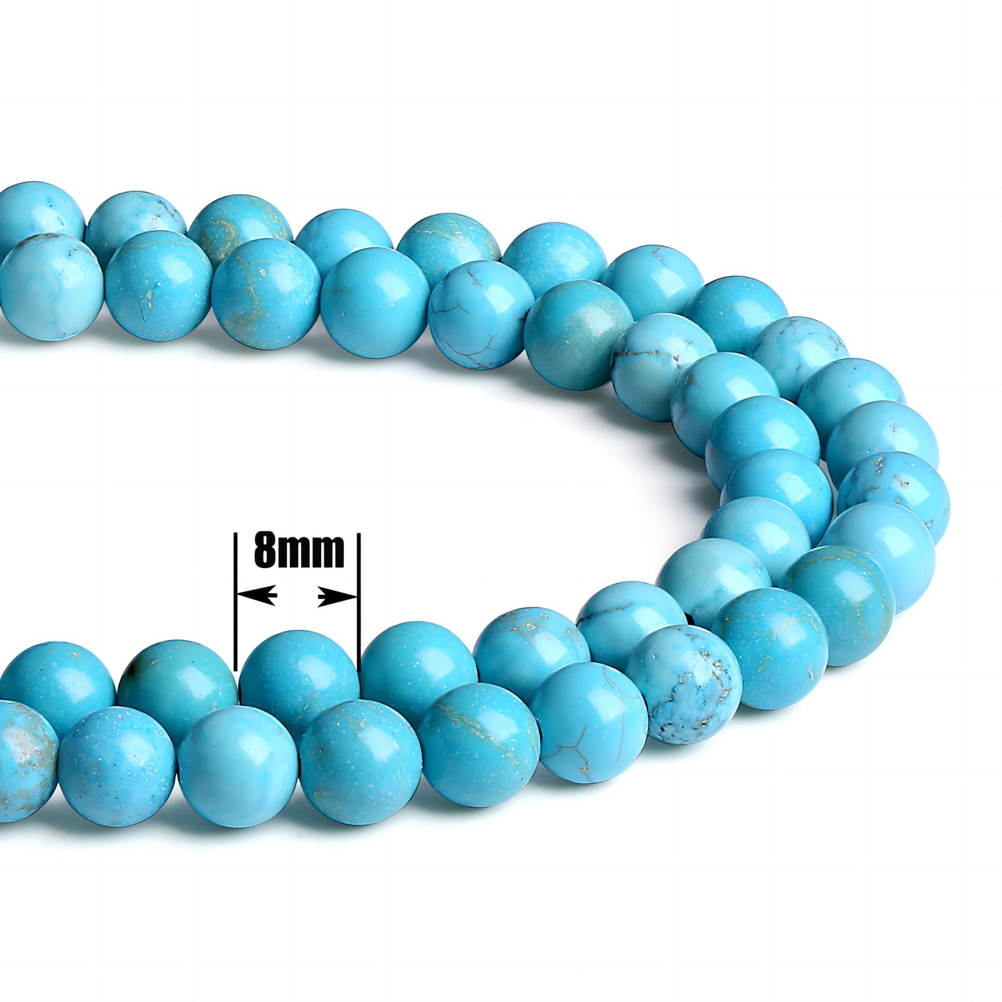 QINJIEJIE 100PCS Green Turquoise Beads 8mm Stone Beads Round Loose Gemstone Bead for Bracelet Beading Crystal Jewelry Making DIY Necklace Earrings 0.32"