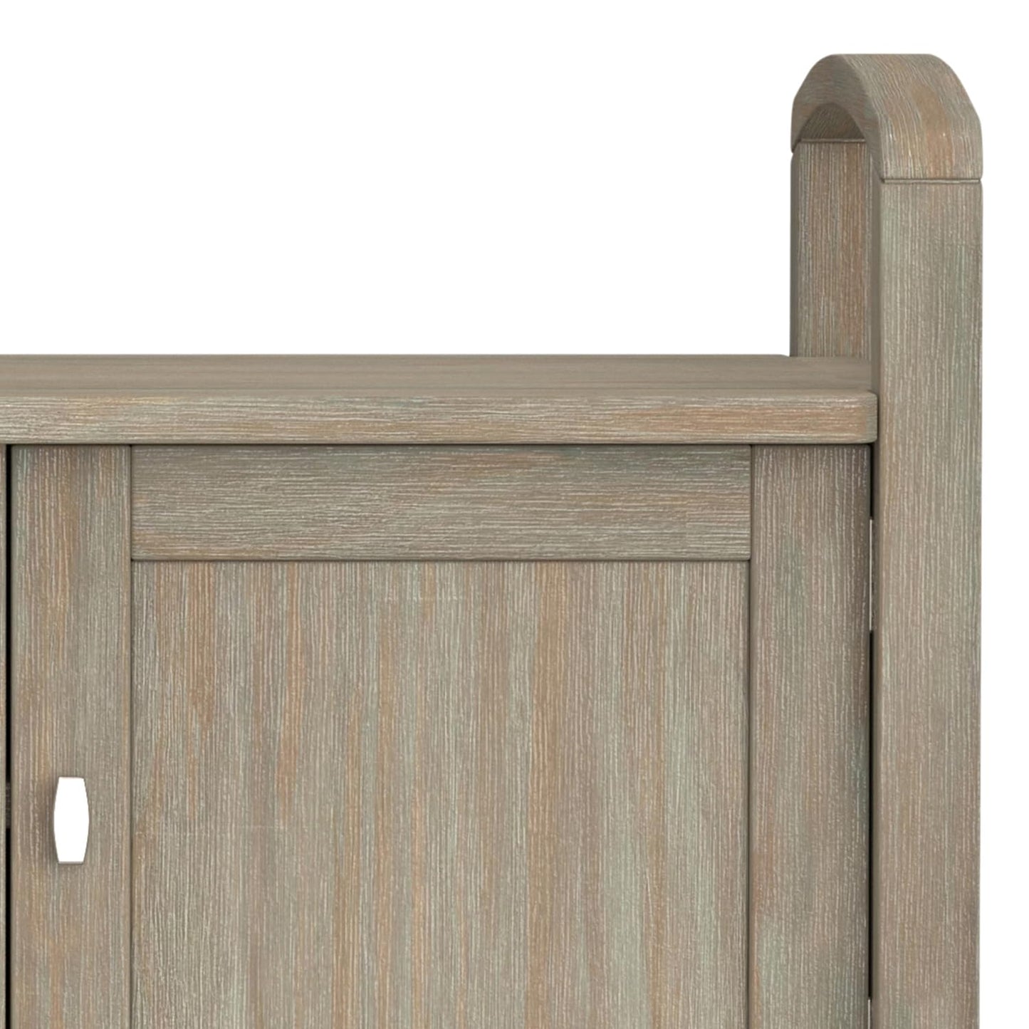 SIMPLIHOME Warm Shaker Entryway Storage Bench - 44 inch Wide Solid Wood Storage Seat in Distressed Grey, Transitional Bench Seat for Mudroom or Living Room with Lift-Up Lid and Shaker-Style Panels