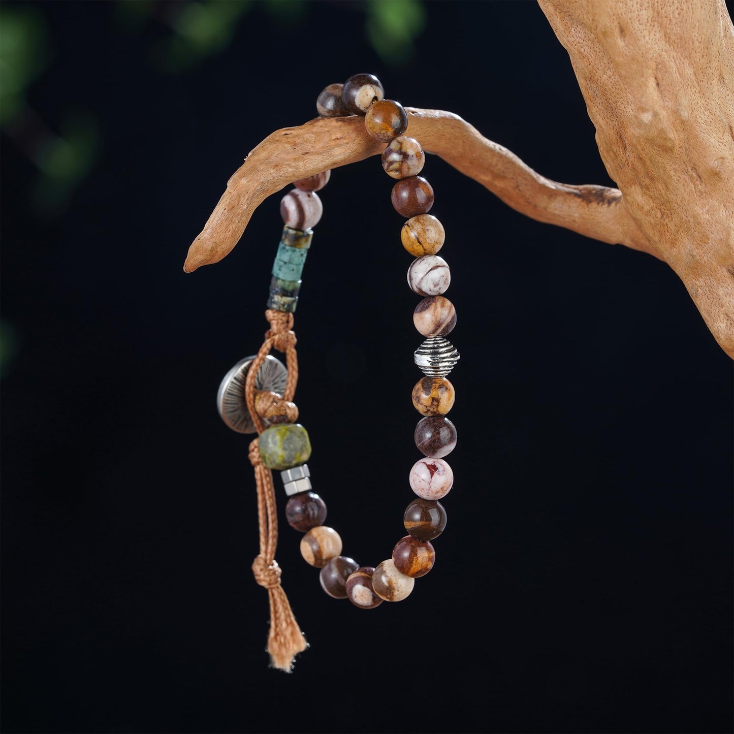 Plumiss Boho Handmade Beaded Bracelet for Wome Australian Zebra Stone Wrap Bracelet Jewelry for Gift