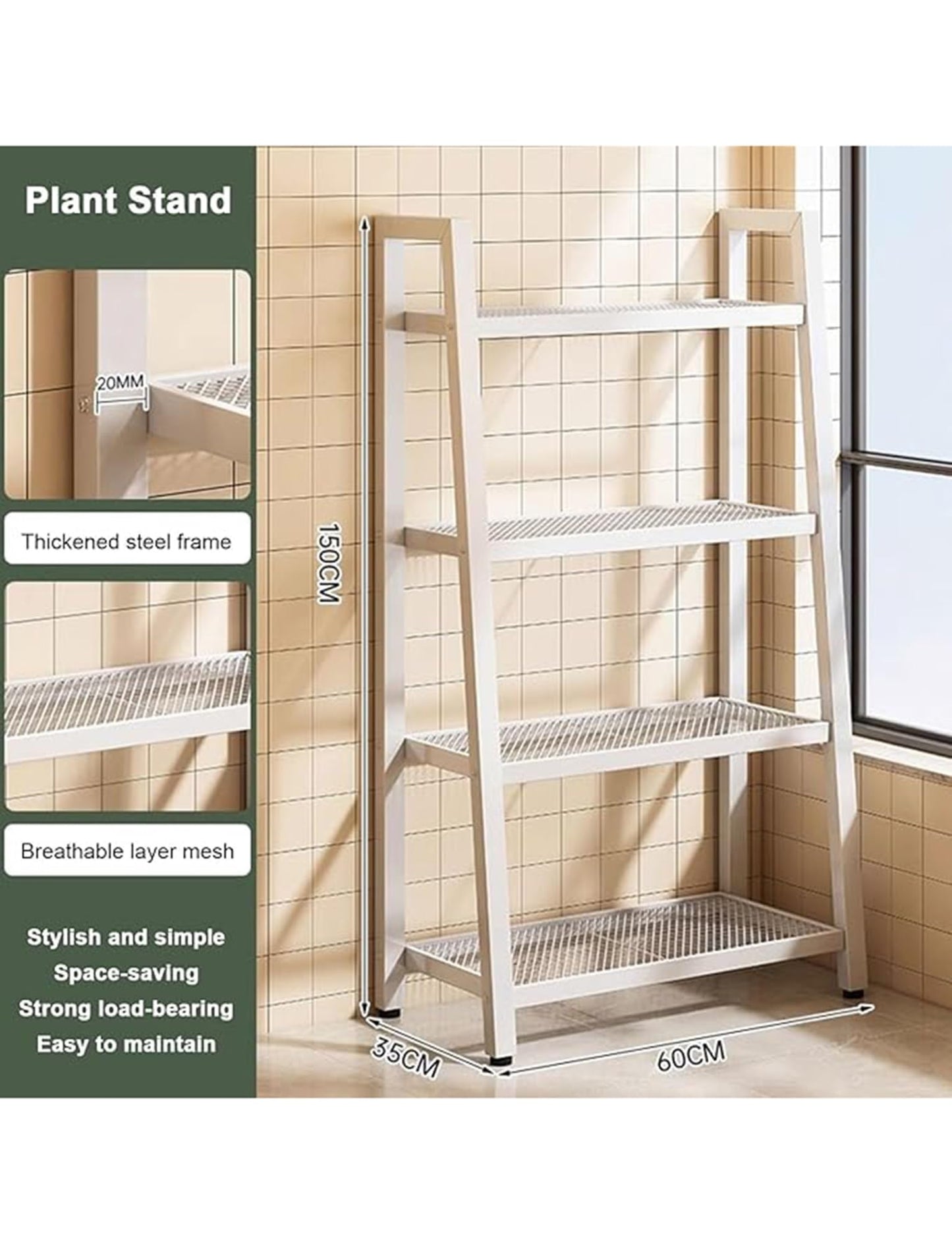 Plant Stand Indoor Outdoor,Metal Plant Stands,4 Tier Corner Plant Shelf Tall Plant Shelf with Leveling Feet(Black)