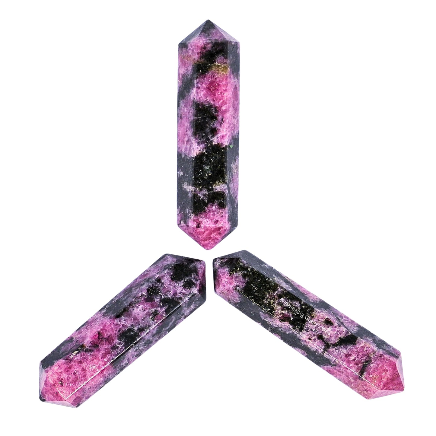Amazing Gemstone Rhodonite Crystal Points Bulk Healing Crystals - Pack of 3 Double Terminated Healing Wand Point Bulk Crystals for Crafts,Crystal Grid,DIY Work - Premium Crystals for Beginners Gifts