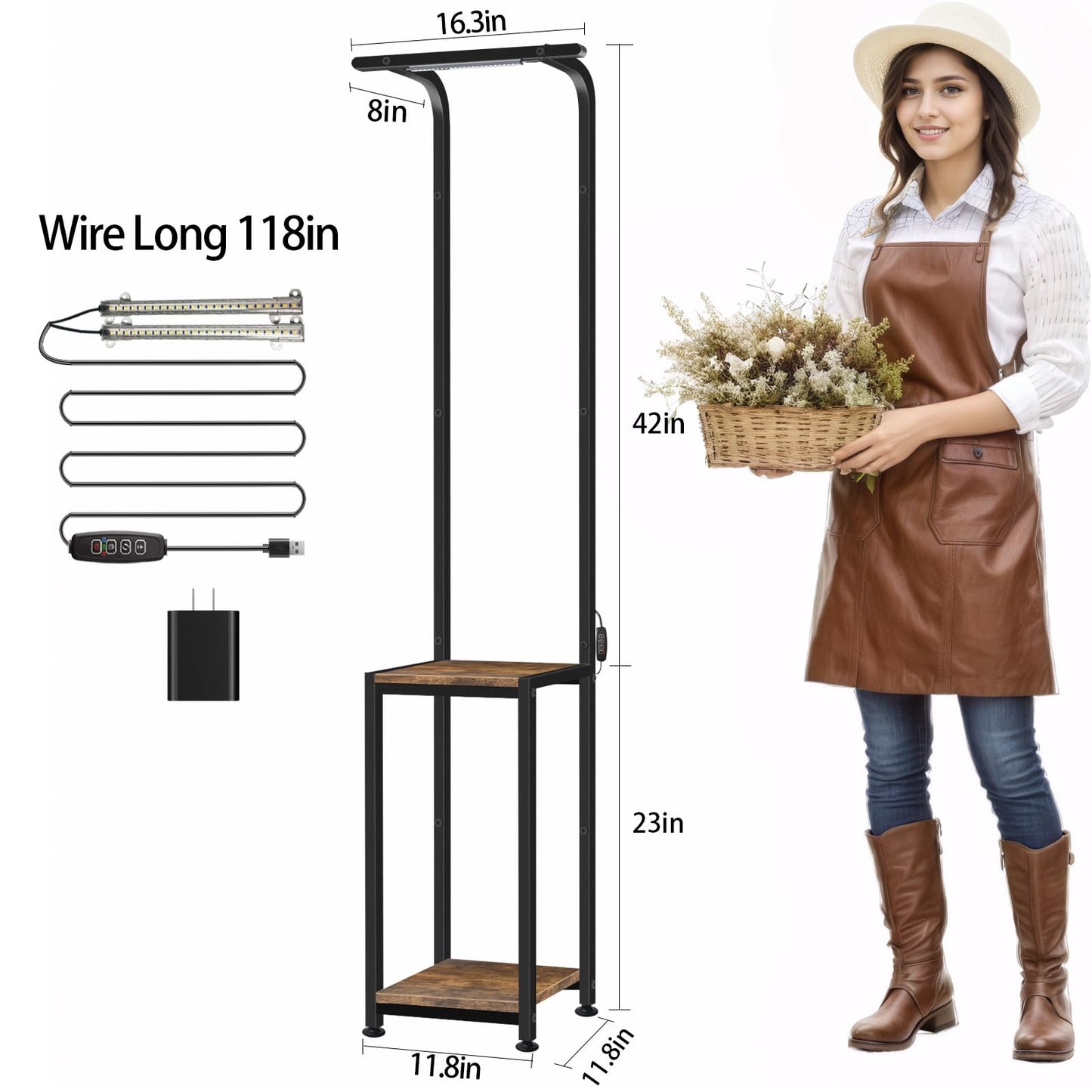 LAIDUOLEOE Plant Stand Indoor with Grow Light, 2 Pack Hanging Plant Stand Plant Shelf Indoor, 65'' Tall Plant Stands Plant Holders for Indoor Plants, Living Room, Bedroom, Balcony