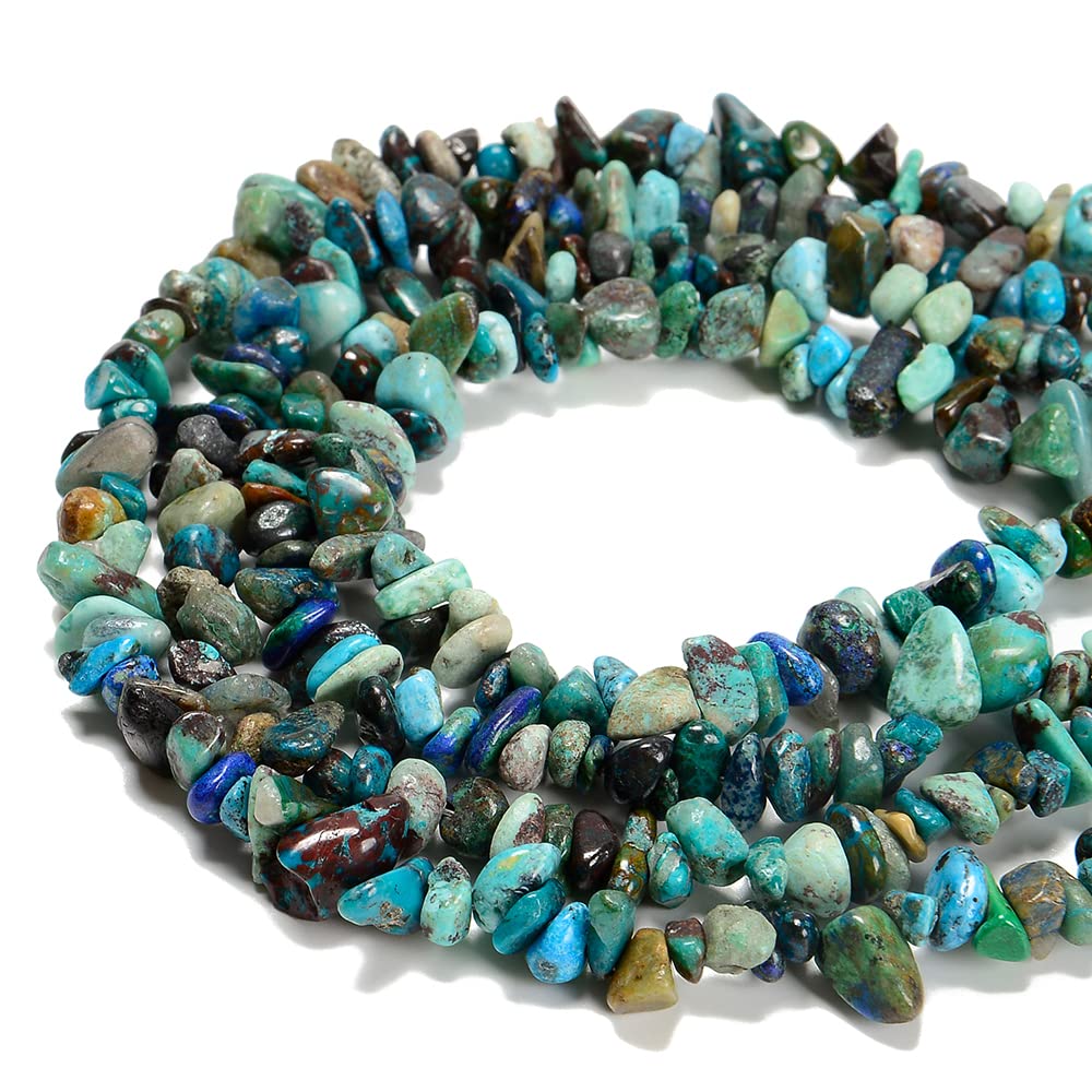 PLTbeads 7-8mm Natural Azurite Fynchenite Gemstone Chips Beads Healing Crystals Waist Bracelets Necklace Kit Irregular Stone DIY Crafts Design Jewelry Making