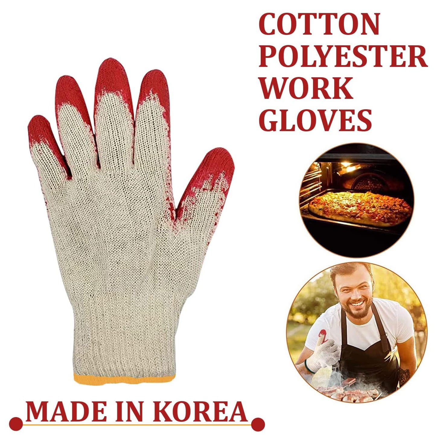 PROGEAR SAFETY 300 Pairs String Knit Red Palm Latex Dipped Work Gloves