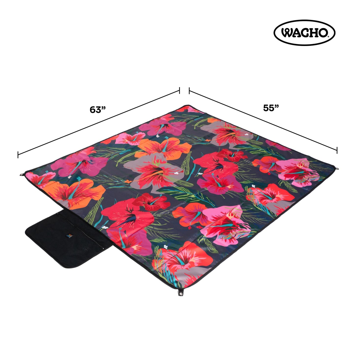 Wacho Beach Blanket Waterproof Sandproof and Picnic Blanket - Large Outdoor Blanket for Camping, Beach & Travel - Foldable Picnic Mat with Carry Bag- Beach Essentials - Hibiscus Floral