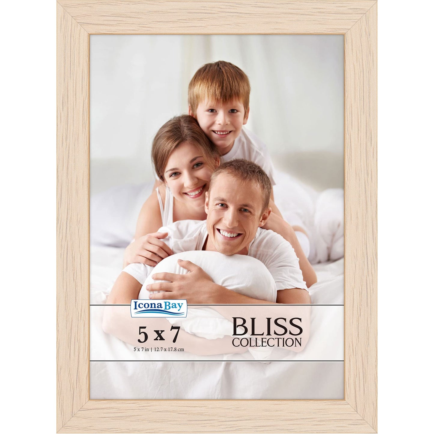 Icona Bay - 5x7 Light Oak Picture Frame - Modern Style Engineered Wood Frame - Table Top or Wall Mount - Bliss Collection