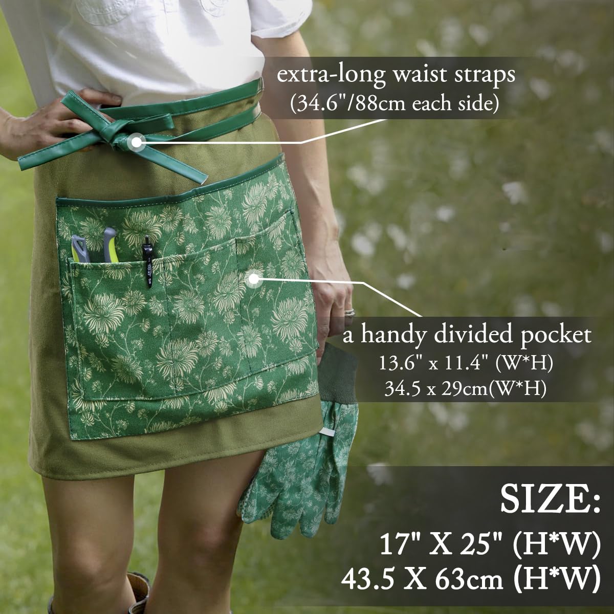 Colwelt Garden Stool and Kneeler Set, Garden Seat and Kneeler Heavy Duty with 10" Wide Soft Kneeling Pad, Non-Slip Garden Bench for Kneeling and Sitting with Elegant Apron, Gardening Gifts for Women