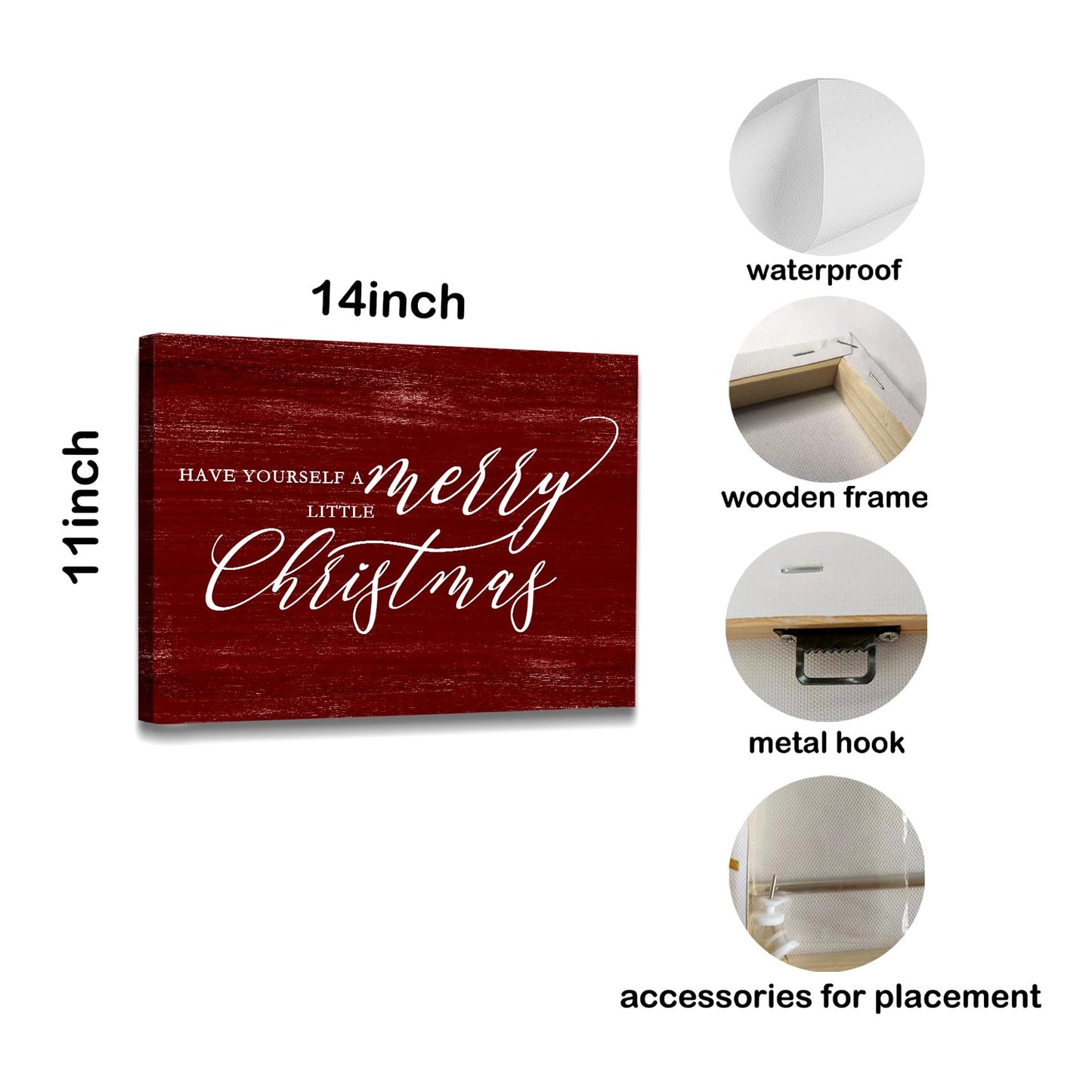 WODMIS Christmas Wall Decor Framed Canvas Wall Art,Wall Art For Living Room,Merry Christmas Sign Canvas Wall Art Home Decorations For Home Living Room,Christmas Signs Wall Decor 11x14