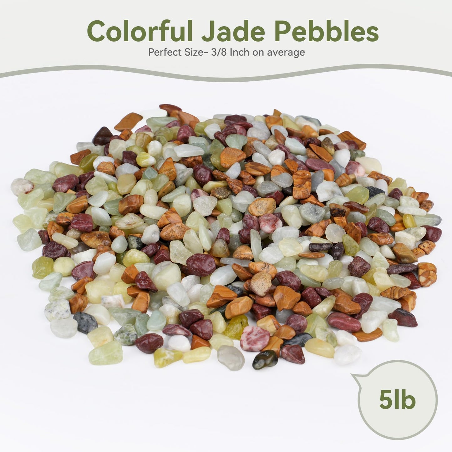 Pulovin 5 lbs Pebbles for Indoor Plants, Succulent Rocks, 3/8" Polished Pebbles for Bamboo, Vase, Terrarium, Natural Decorative Small River Rocks for Crafts, Cactus, Outdoor Garden Landscaping
