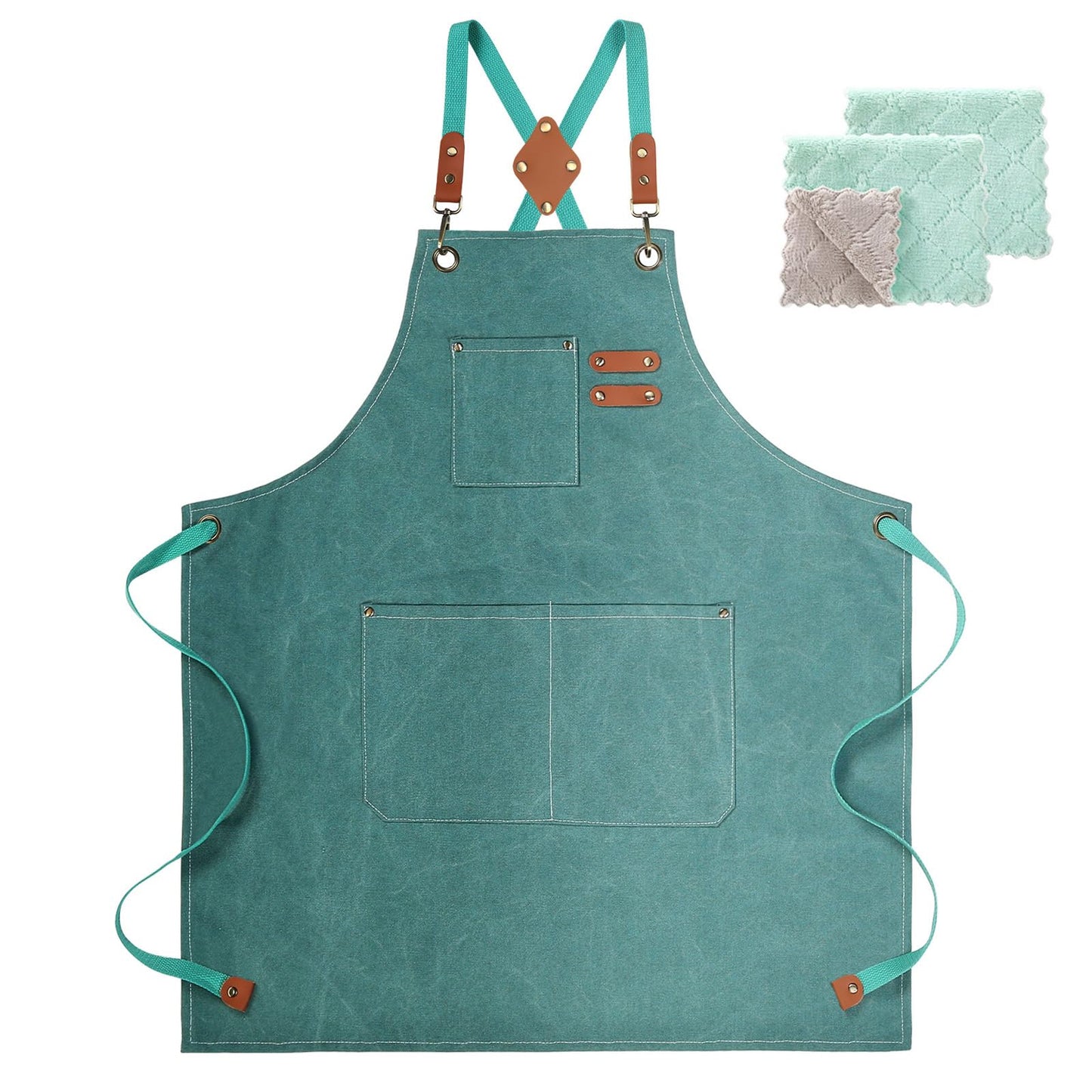 ZOMAO Chef Apron, Cotton Canvas Gardening Apron with Large Pockets for Men and Women,Kitchen Cooking Baking Bib Heavy Duty Adjustable Garden Apron