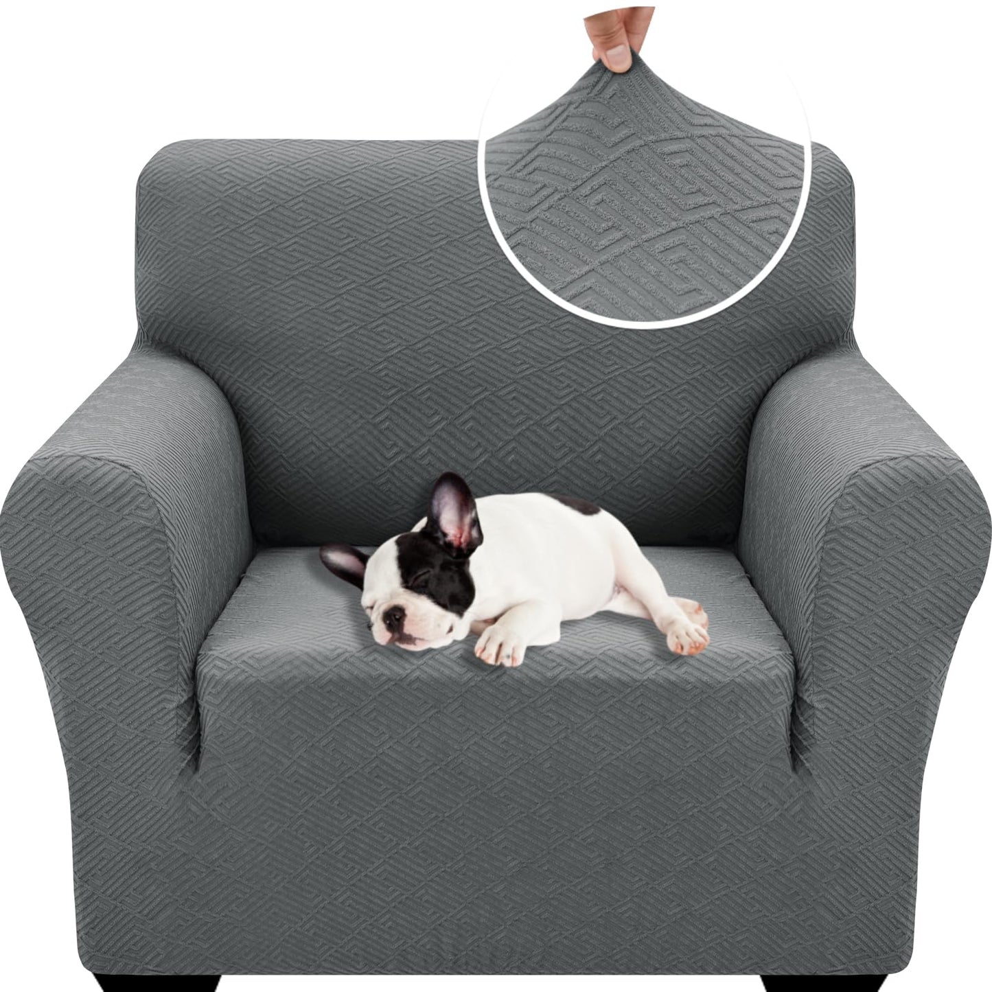 XINEAGE 2026 New Stretch Armchair Covers 1 Piece Chair Slipcovers Chair Protector for Living Room Thick Soft Chair Cover with Elastic Bottom Couch Cover for Pets Kids (31"-46", Light Gray)