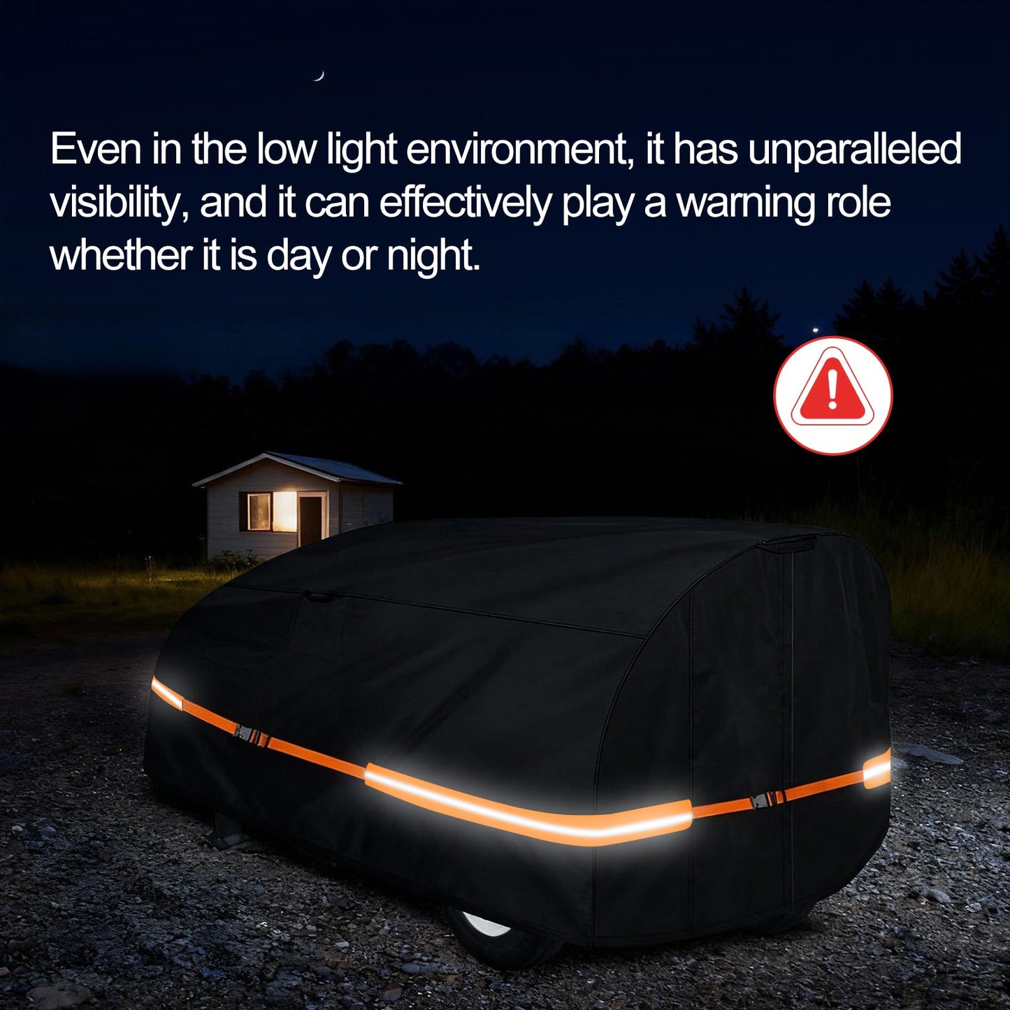 Goctoke 1200D Log Splitter Cover with Orange Reflective Strips, High Visibility Wood Splitter Protector for 15-60 Ton (94.5" x 49.6" x 41.7"), All Weather Tarp with Ground Stakes
