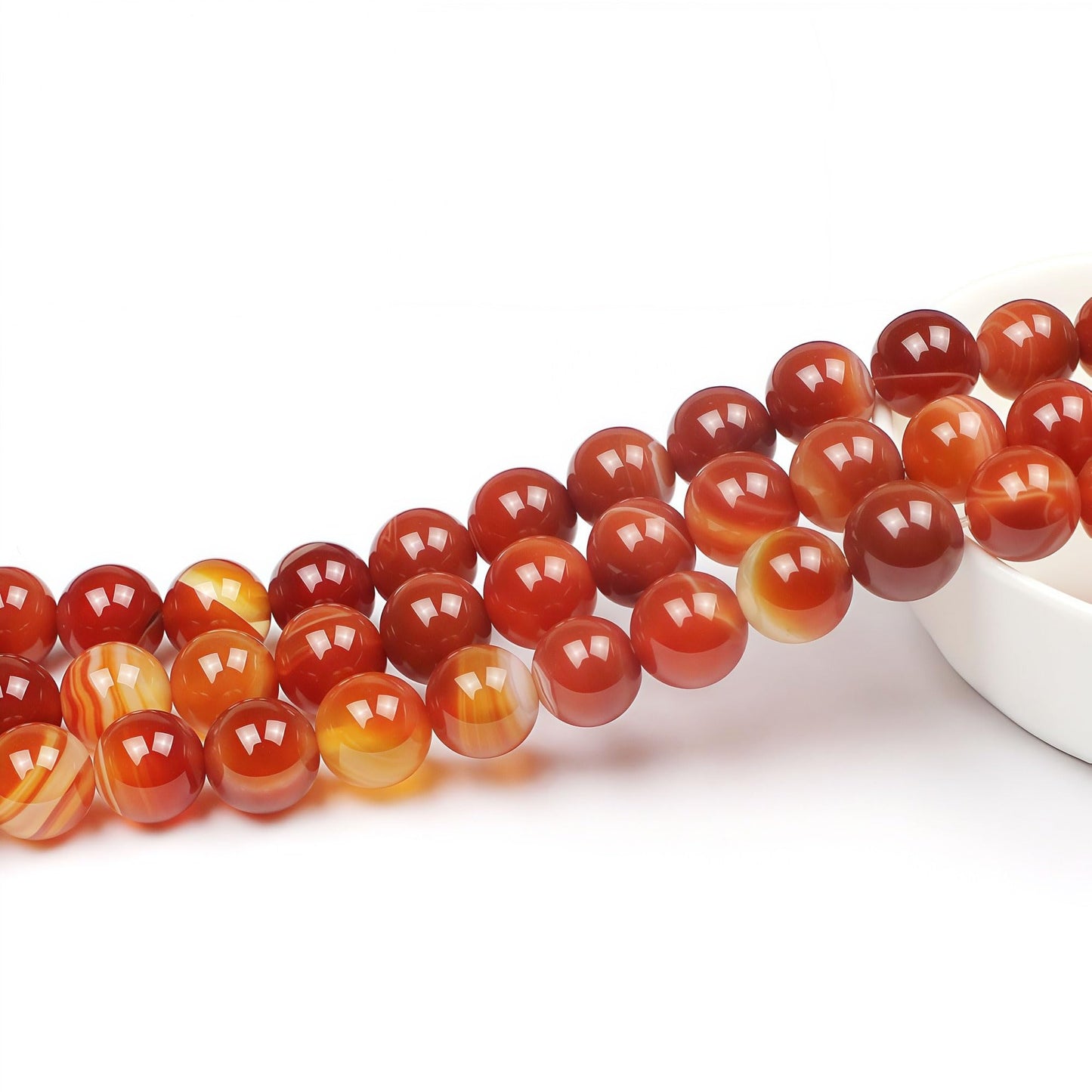 MJDCB Natural Red Striped Agate Beads Round Loose Beads for Jewelry Making DIY Bracelet Necklace (10mm)
