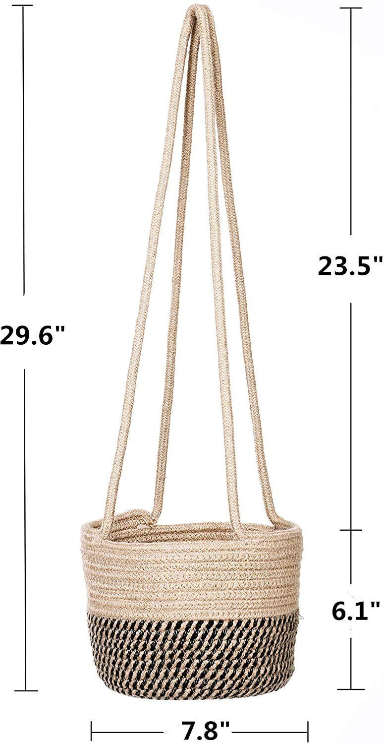 RUIZHIXUAN Hanging Planter Basket Jute Rope Woven Plant Hangers Indoor Hanging Plant Holder Up to 7" Pot Macrame Modern Storage Organizer Home Decor (Jute)