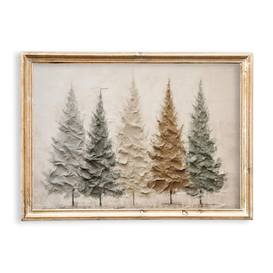 JarThenaAMCS Christmas Canvas Wall Art Prints Oil Painting Pine Forest Art Poster Winter Landscape Wall Decor For Xmas Gallery Living Room Bedroom, UNFRAMED, 16 x 24 Inch