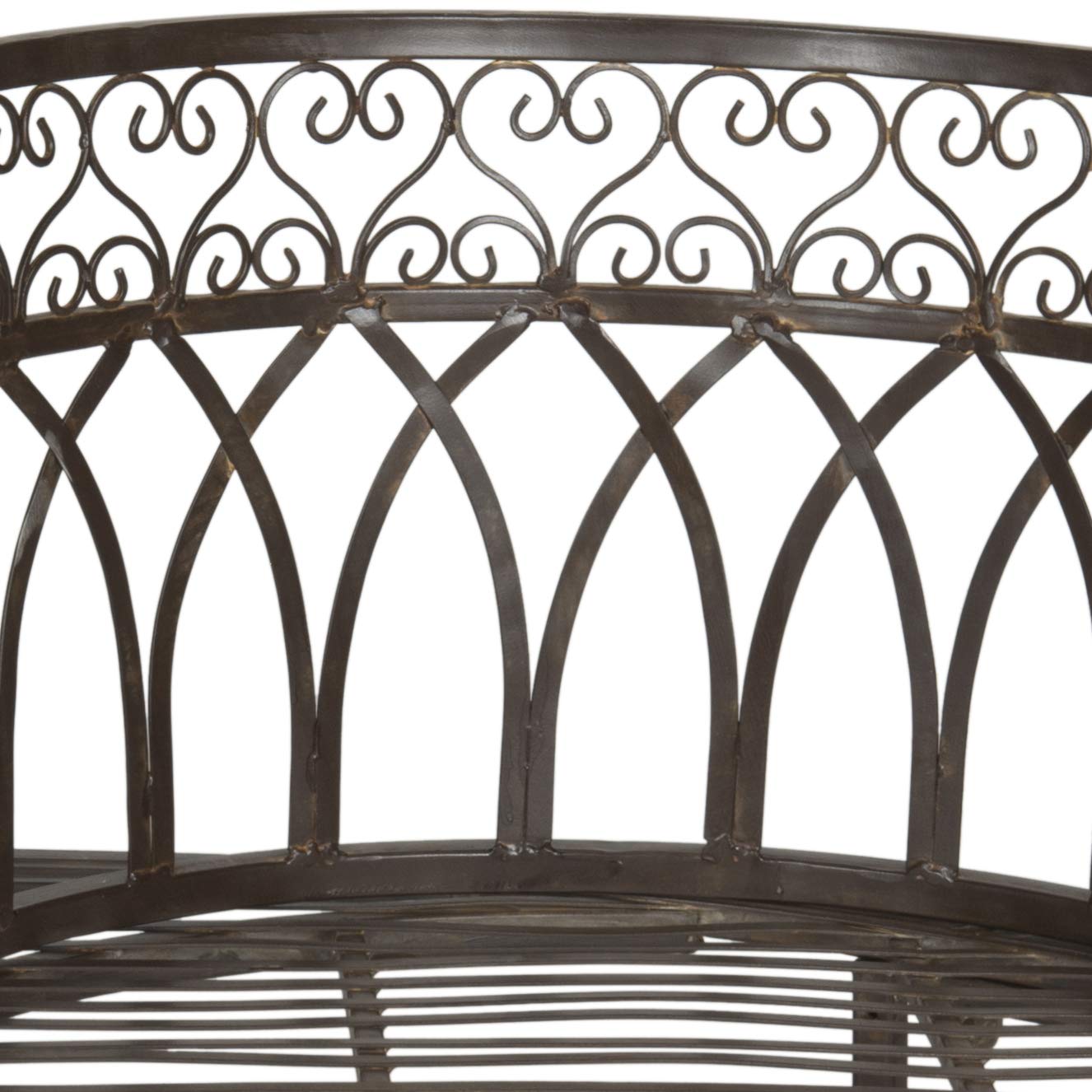 SAFAVIEH Outdoor Collection Lara Victorian Rustic Brown Iron Kissing Bench
