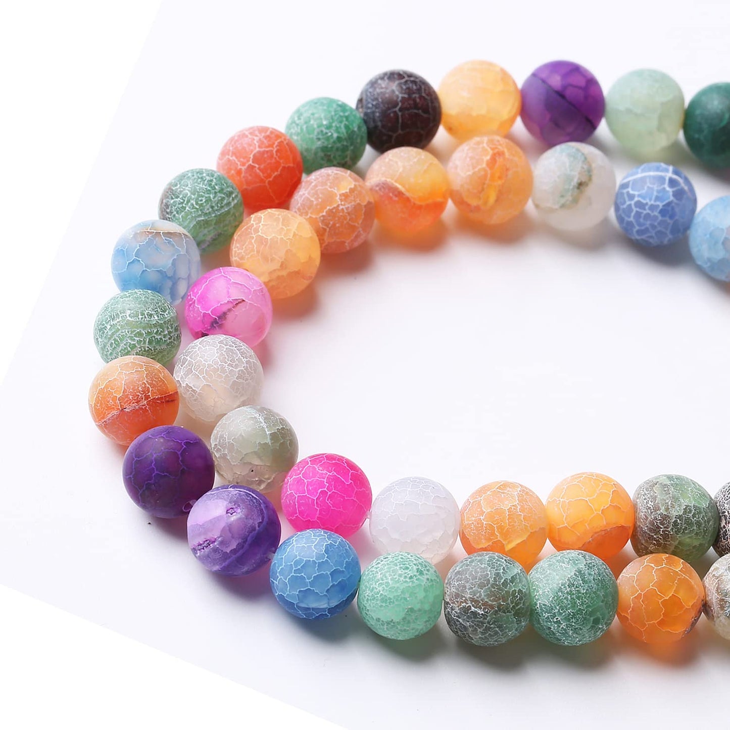 48PCS 8MM Weathered Agate Beads-Multicolo Stone Beads Energy Healing Beads for DIY Jewelry Bracelet Necklace Making for Jewelry Making15Inch