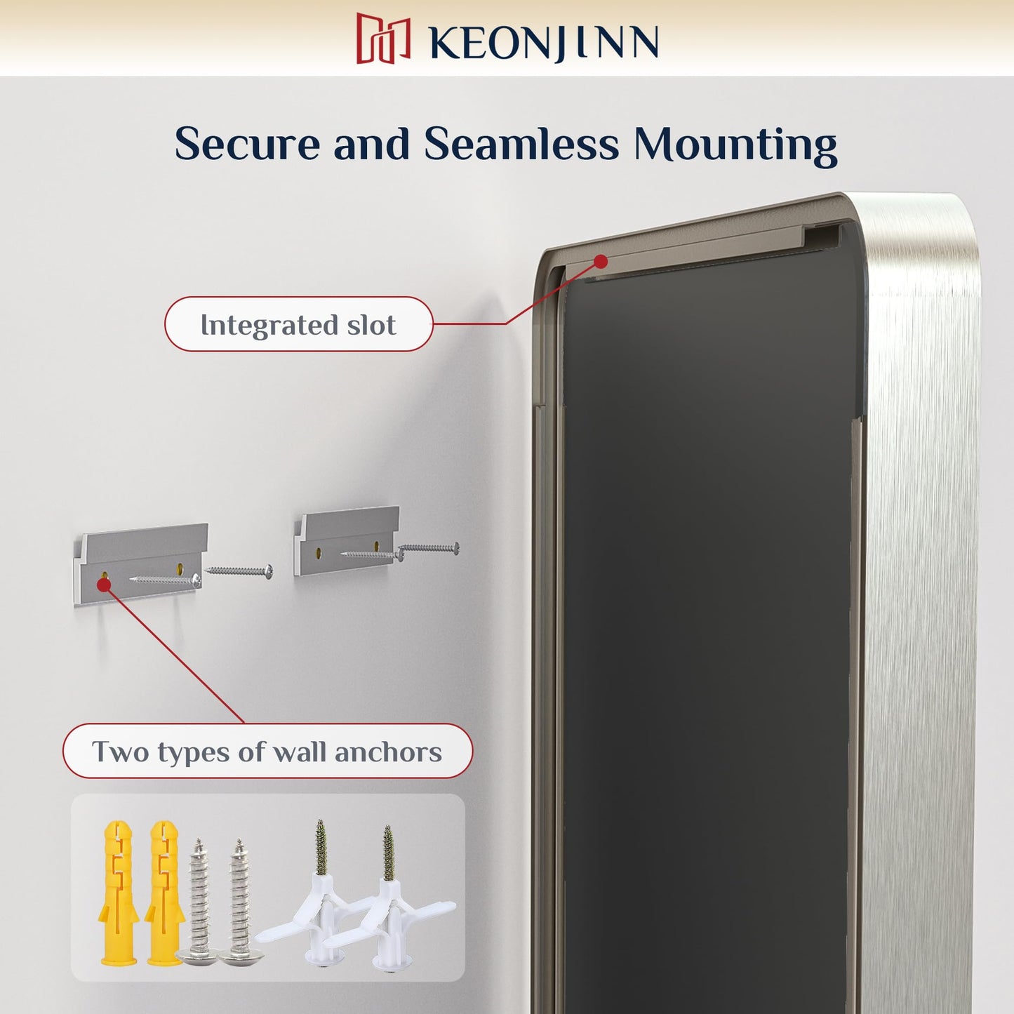 Keonjinn 20 x 30 Inch Brushed Nickel Bathroom Mirrors for Over Sink, Rounded Rectangle Silver Bathroom Vanity Mirror, Farmhouse Mirror for Wall, HD Tempered Glass, Anti-Rust Aluminum Alloy Mirror