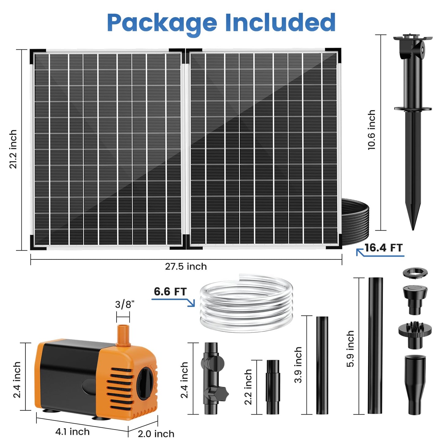 NFESOLAR 35W Solar Fountain Outdoor Pump, 280GPH Solar Pond Pump with Foldable Solar Panel, Adjustable Flow Solar Water Pump with PVC Tubing for Ponds, Garden, Waterfall, Hydroponics, Pool Used