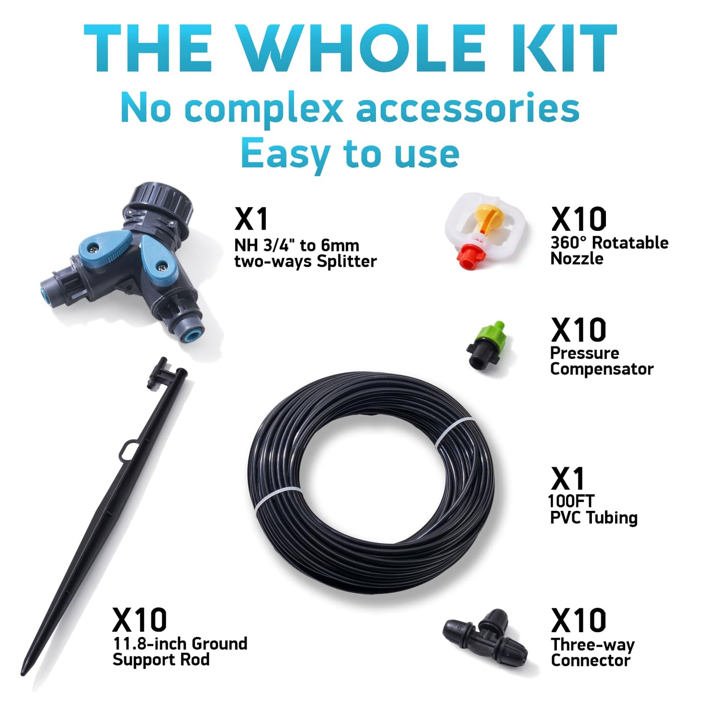 HIRALIY 360° Micro-Spray Garden Irrigation System 100FT, New Garden Watering System, Saving Water Automatic Irrigation Equipment for Patio Lawn