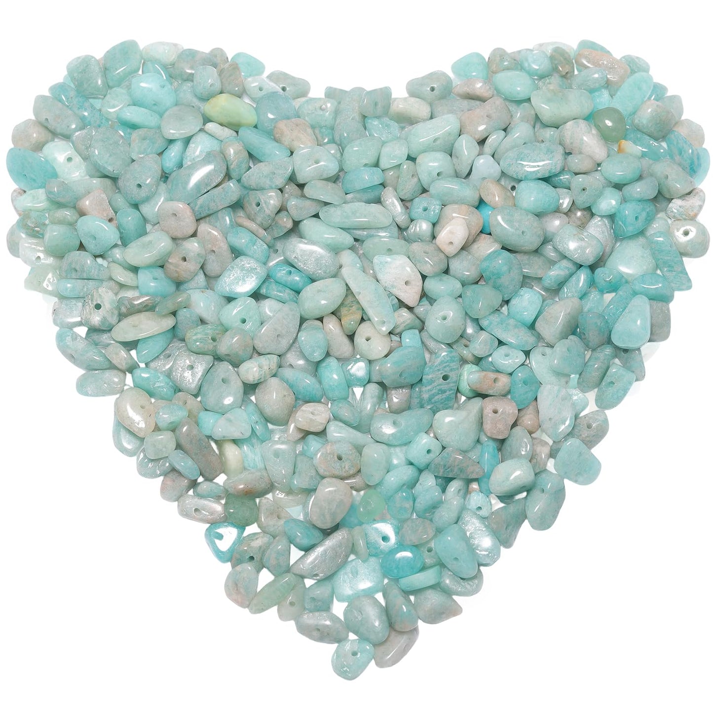 400pcs Natural Chip Stone Beads for Jewelry Making Amazonite 5-8mm Irregular Gemstones Healing Crystal Loose Rocks Bead Hole Drilled for Ring Earrings Necklace Bracelet Making DIY Art Crafts