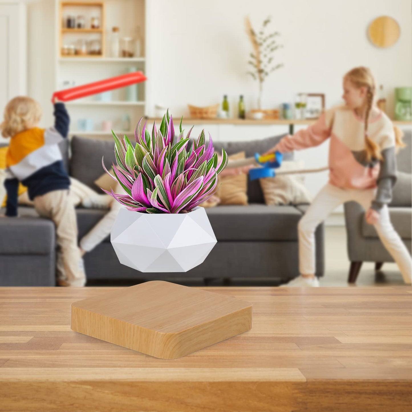 Babook Levitating Air Bonsai Pot, Cool Stuff,Rotation Flower Pot Planters, Potted Plant Home Desk Decor in Flower Pots & Planters from Home & Garden on (Light Color)