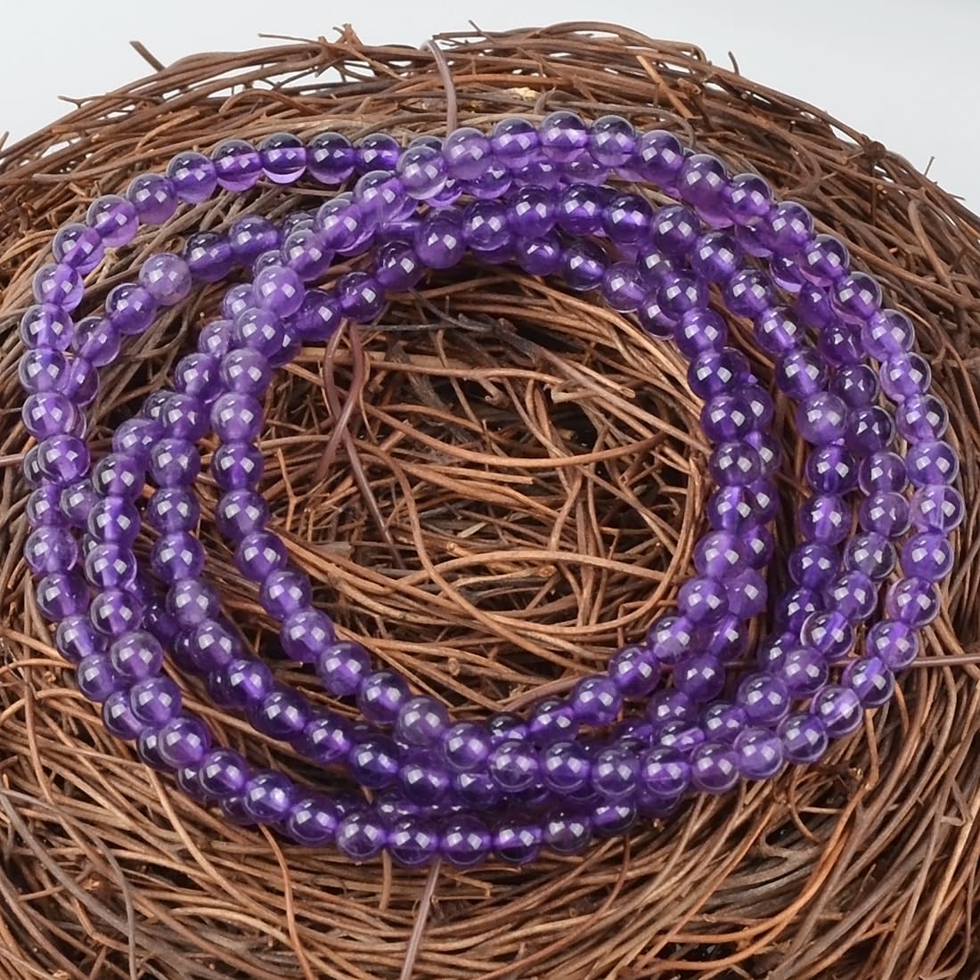 MASSIVE BEADS Amethyst - Guardian Stone - Handmade Handmade Yoga Stretch Elastic Bracelet Natural Stone Crystal Healing Power Energy Gifts for Unisex Adult 4mm