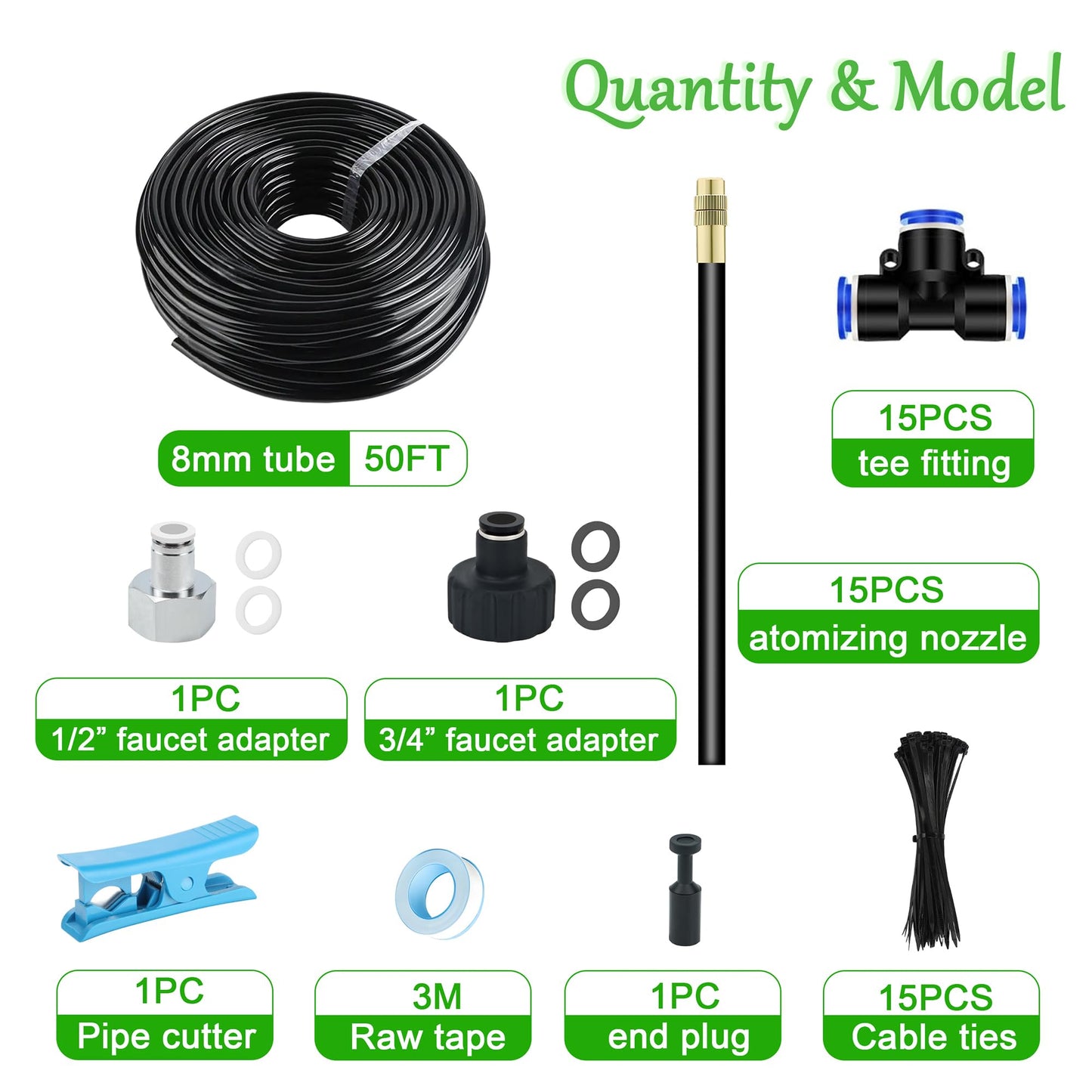 Dianrui 360° Curved Garden Automatic Irrigation System—50FT Drip Irrigation System for Garden, Garden Mister System for Greenhouse, Yard, Lawn, Plant (Dropper Atomizing Mist Nozzles, 5/16")