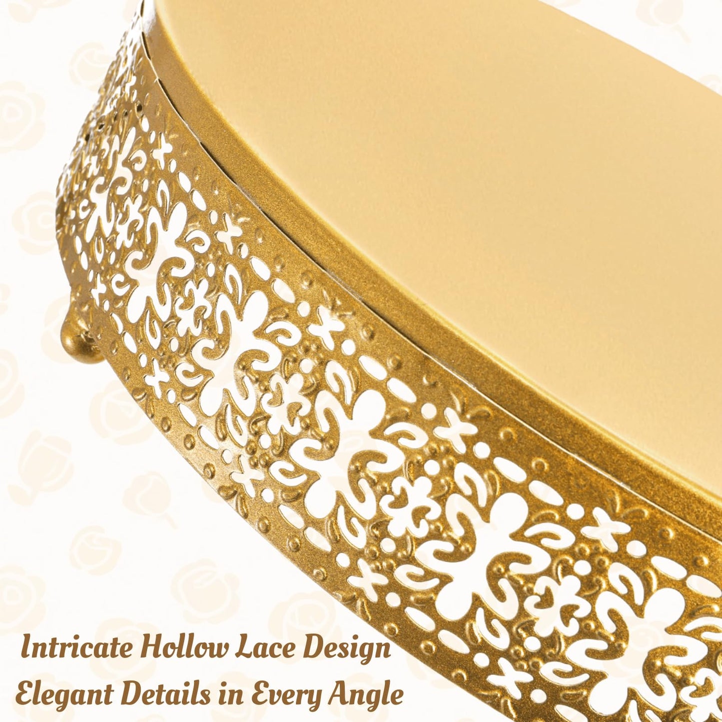Youeon Gold Round Cake Stand Set of 3, 12/10/8 Inch Metal Hollow Cake Pedestals with Low Feet, Dessert Display Stands for Wedding, Birthday, Party, Anniversary & Holiday Entertaining