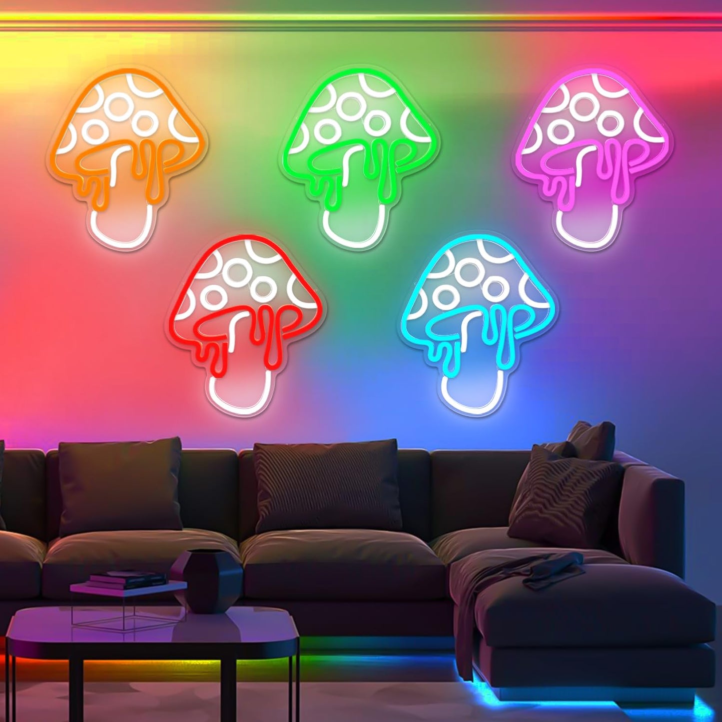 Ajoyferris Mushroom Neon Sign Dimmable Neon Light Sign Mushroom Night Light 3D Light Up Mushrooms Neon Signs for Wall Decor Game Room Bedroom Gift for Kids(Ice Blue)