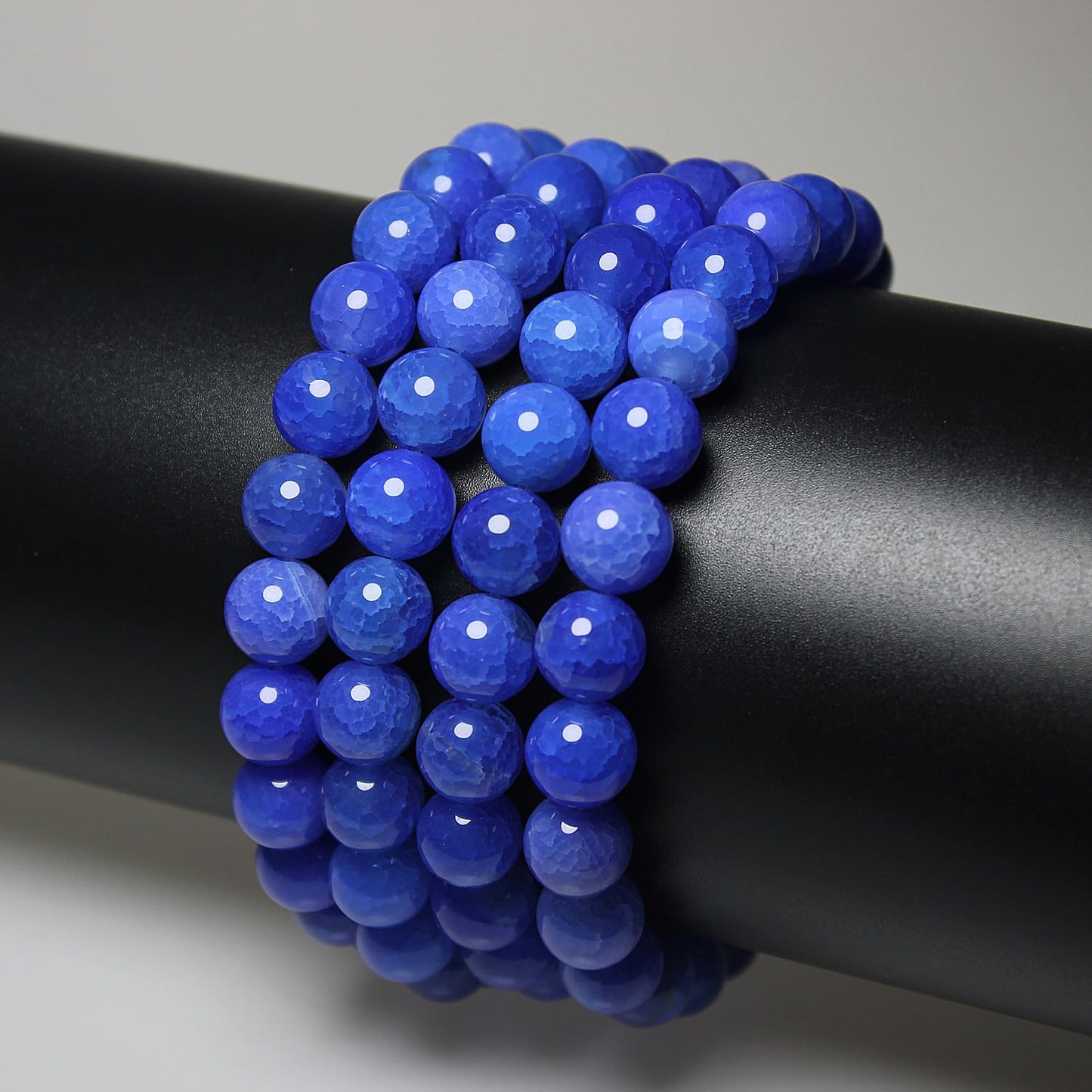 MJDCB Natural Stone Beads 8mm 43pcs Round Blue Dragon Vein Agate Loose Gemstone Bead Charms for Jewelry Making Bracelet Necklace Earring Pendant
