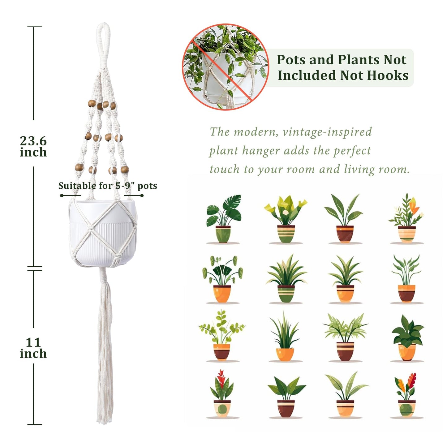 Chonsun Hanging Planters for Indoor Plants 3 PCS Wall Plant Hangers Macrame Wall Hanging Outside Garden Decor