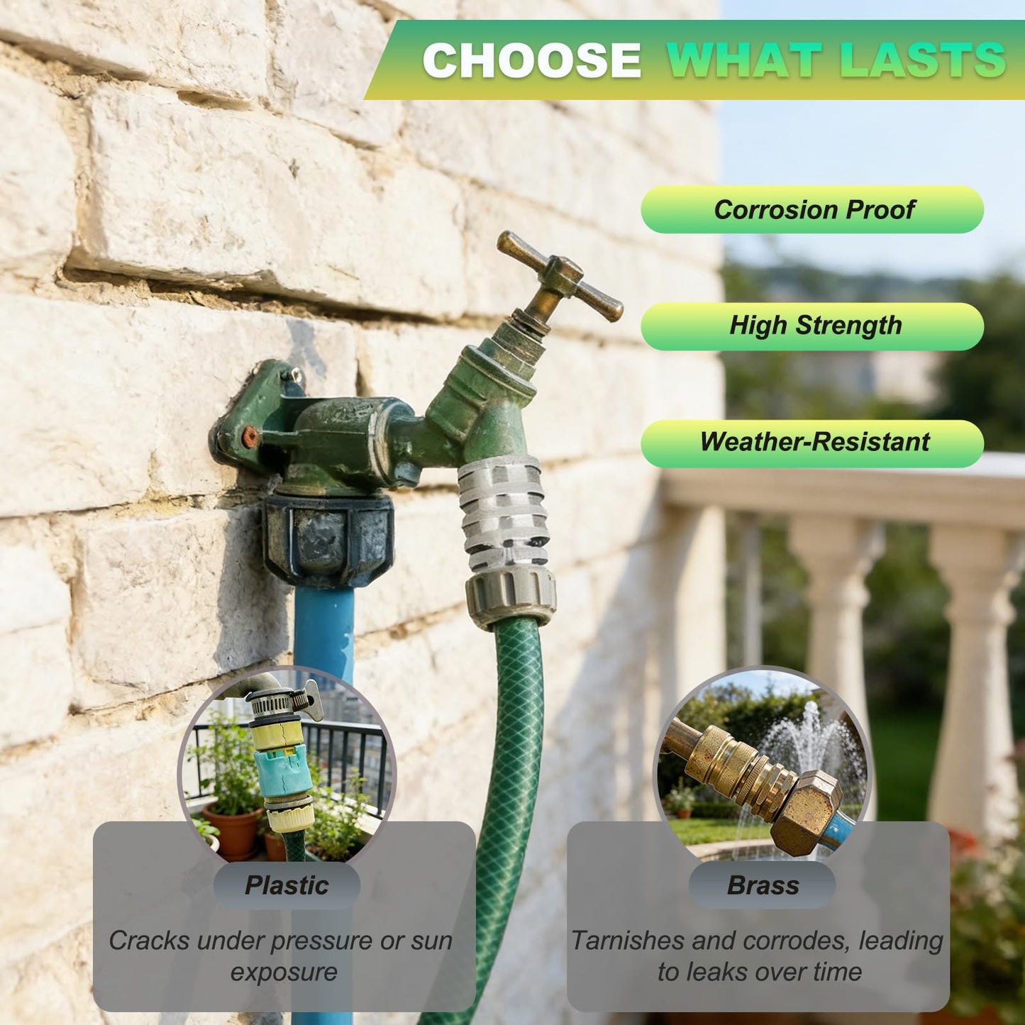 FISHFRUIT Stainless Steel Garden Hose Quick Connect Fittings Set, 3/4 Inch GHT Quick Connect Hose Fittings, Water Hose Quick Connect Fittings, Quick Release Connectors for Hoses and Sprayers (5PCS)