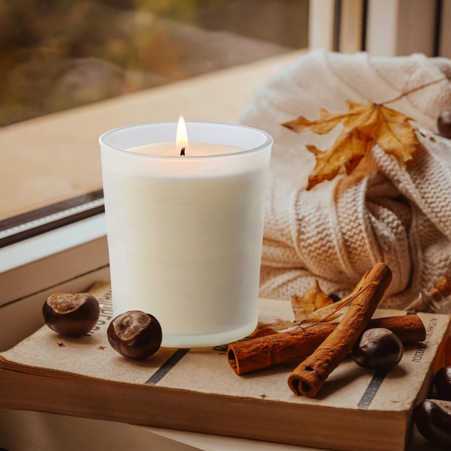SHOWIN Thick Candle Jars for Making Candles 16 Pcs, 7 OZ Empty Jars with Wood Lids for Candle Making, Sample Container, Frosted White
