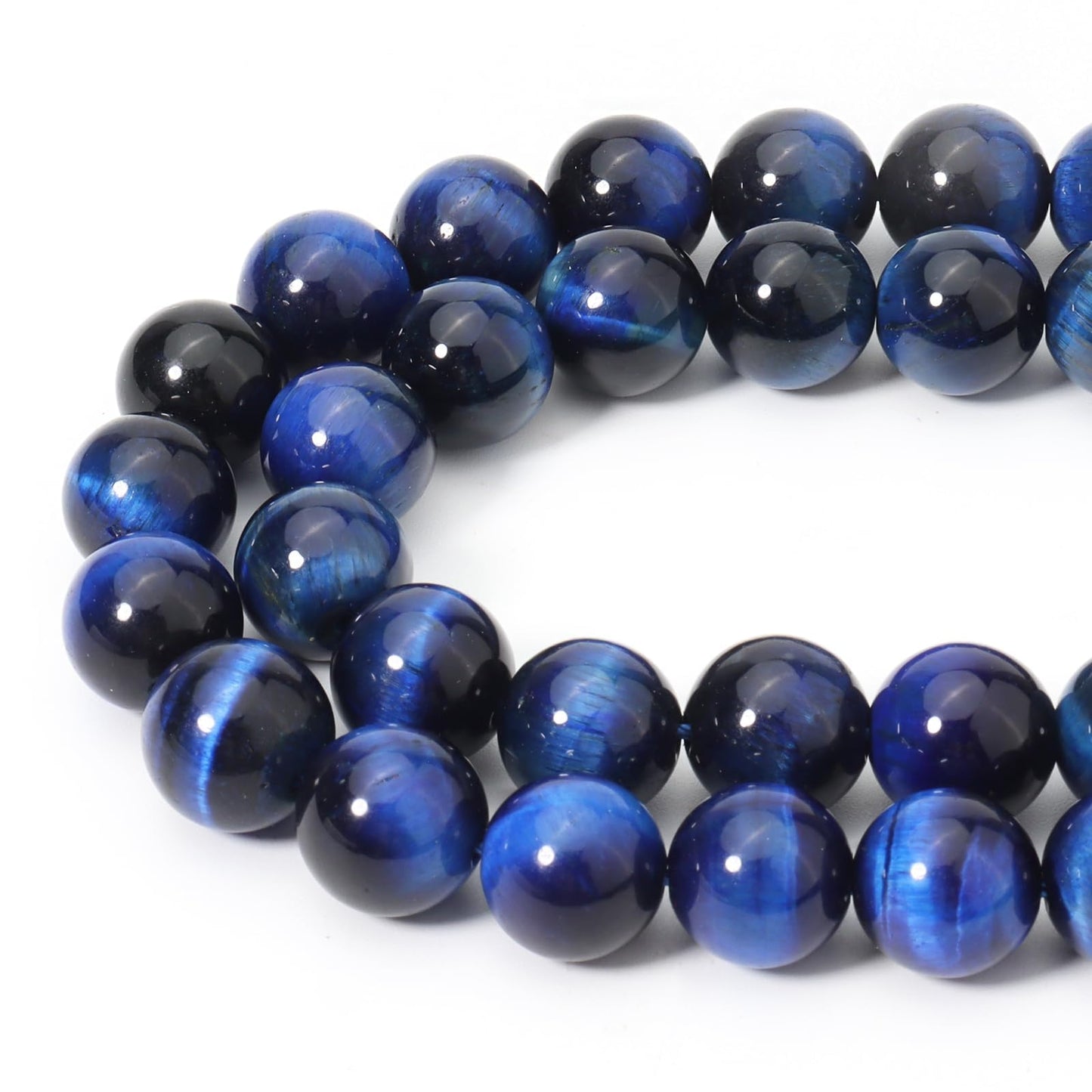 Siomia 60pcs 6mm Natural Blue Tiger Eye Gemstone Beads Energy Healing Crystal Round Loose Stone Beads for Jewelry Making, DIY Bracelets Necklaces