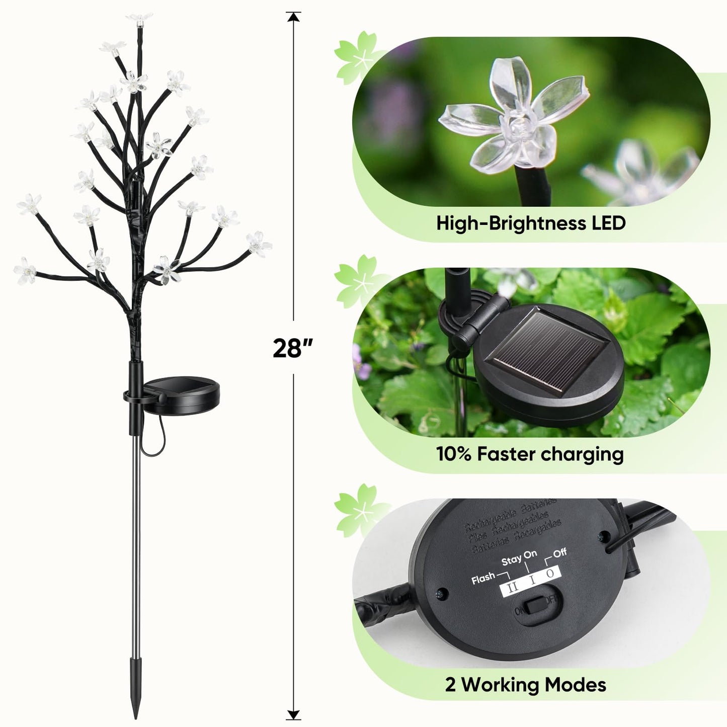 IUEECEN Solar Garden Lights Garden Decor, Solar Flowers Outdoor Decorative,2Pack 40LED Fairy Solar Lights Outdoor Waterproof Outside Yard,Patio,Pathway Decorations,Gardening Gifts for Women Mom