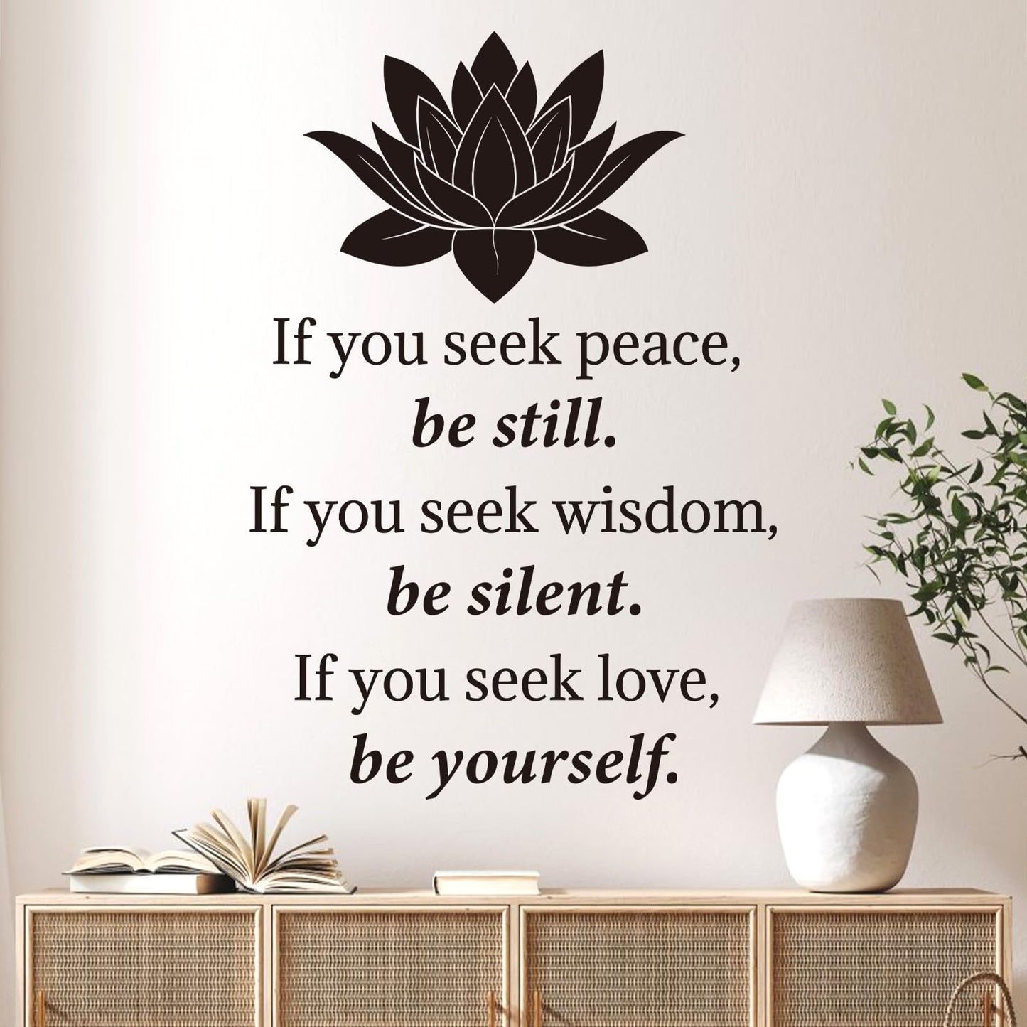 Decalmile Lotus Buddha Decal Quotes Be Yourself Inspirational Positive Black Letter Stickers Living Room Gym Bedroom Wall Decor