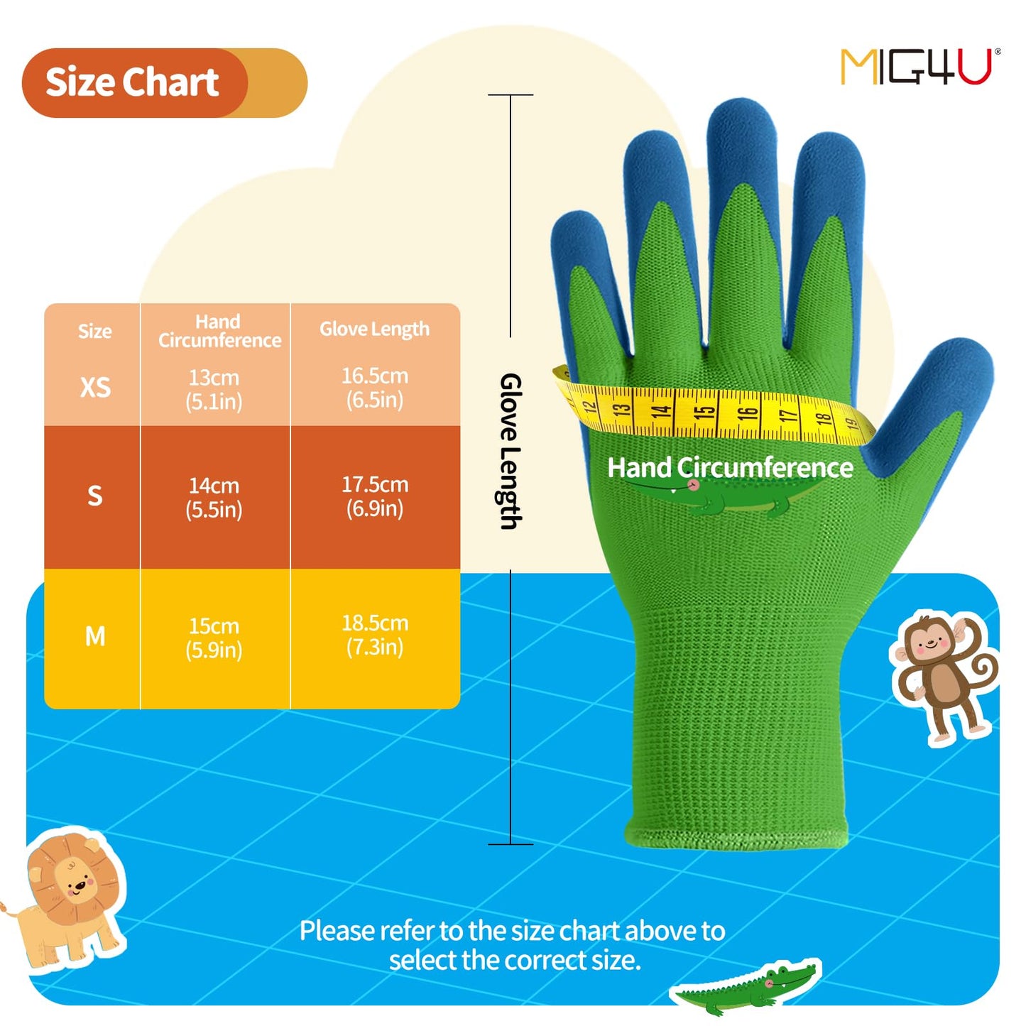 MIG4U Kids Gardening Gloves 3 Pairs, Rubber Coated Work Gloves for Boys and Girls, Waterproof Durable Yard Gloves for Outdoor Planting, Farming
